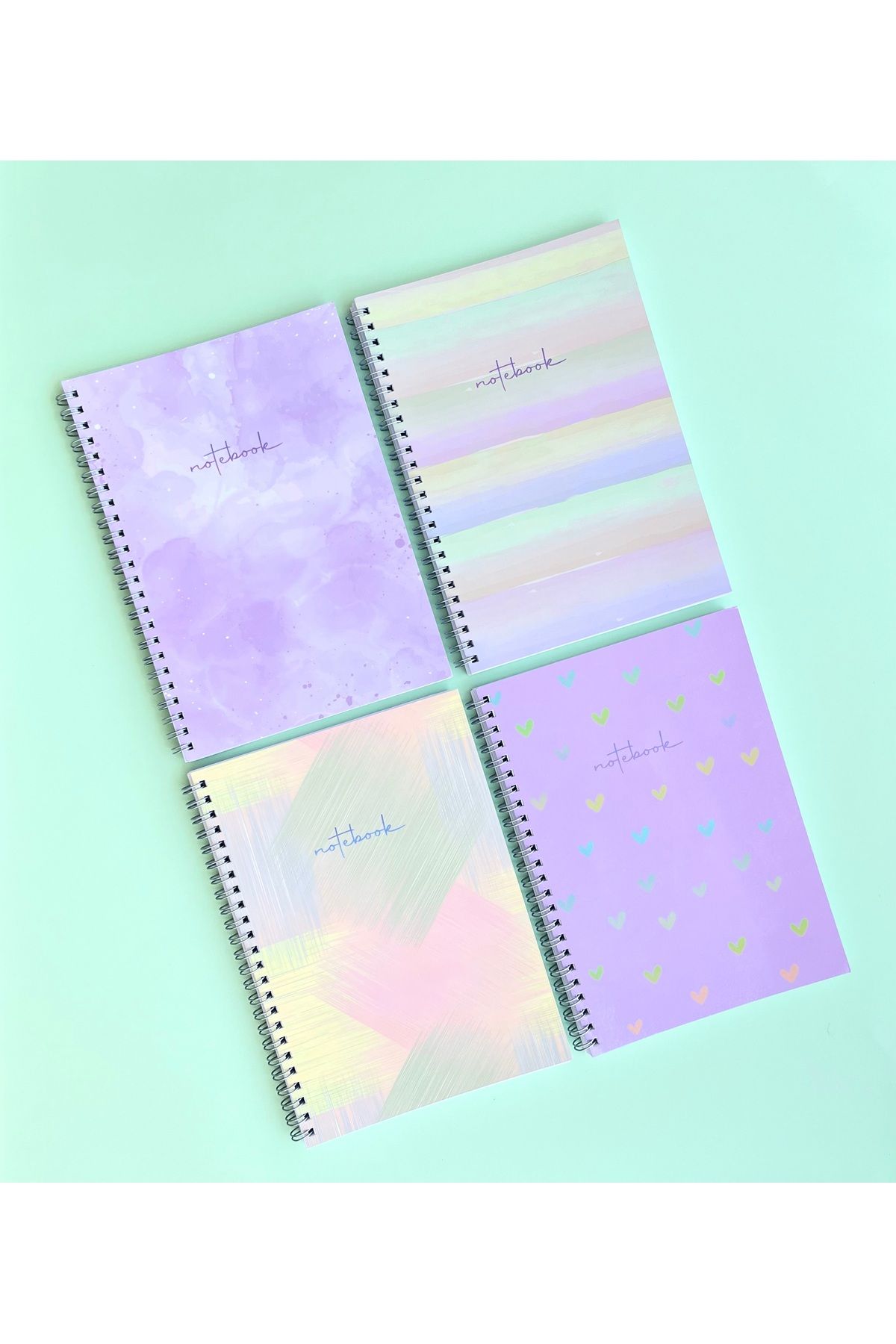 Smile Notes A5 Spiralli Okul Defteri 80 Yaprak 4’lü Set-Çizgili Defter A5 boy