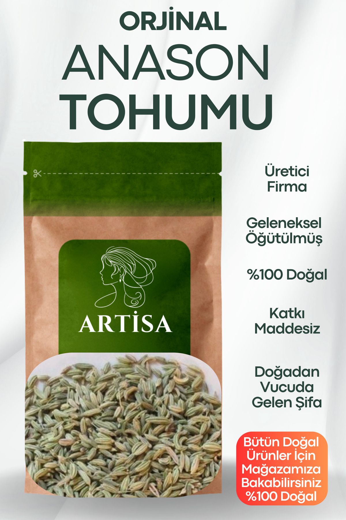 Artisa Doğal Anason Tohumu 100 gr ( Taze Mahsül, Katkısız, Ekonomik )