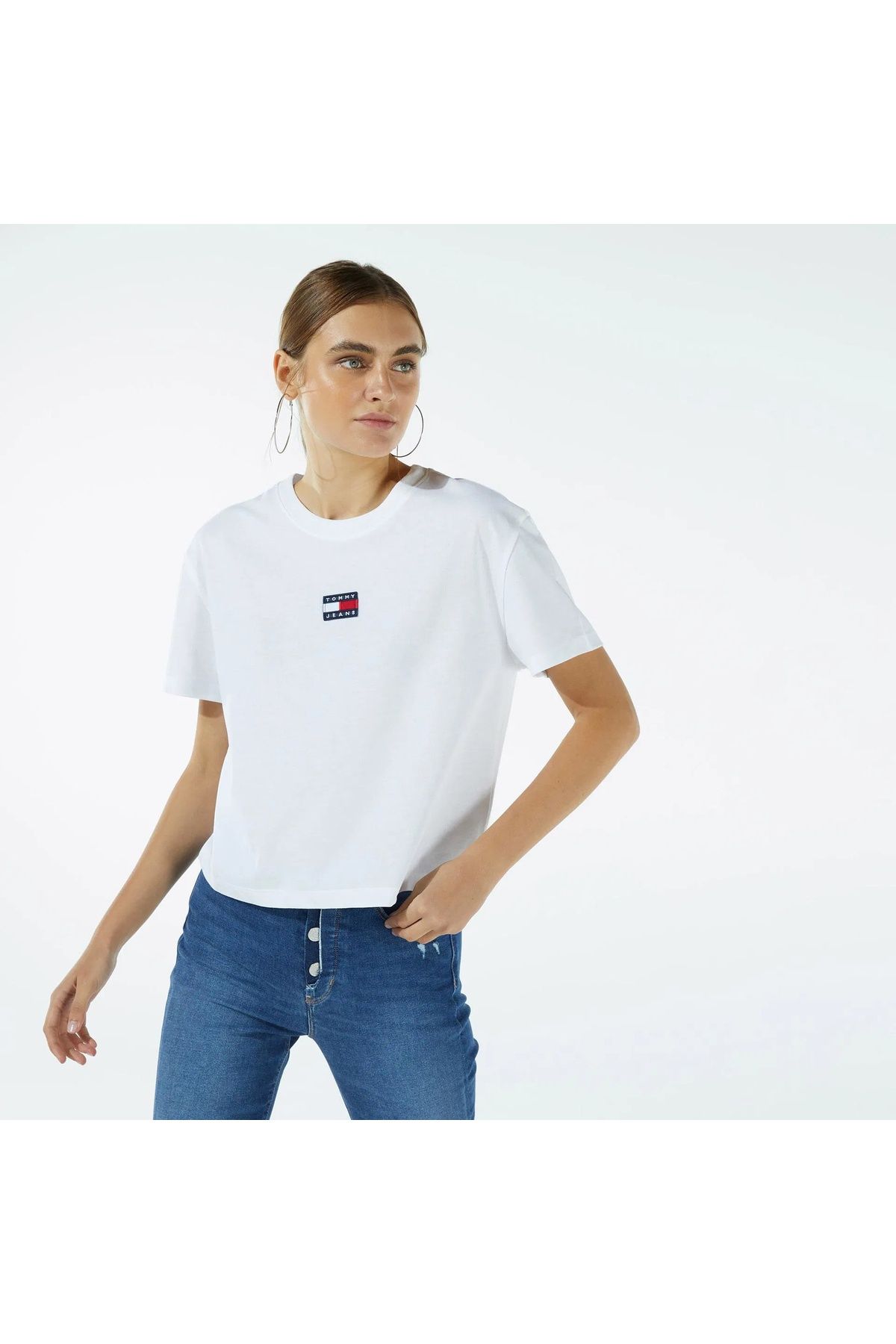Tommy Hilfiger Sport ""Tommy Hilfiger Kadın TJW BXY Yuvarlak Yaka Nakışlı %100 Pamuk T-Shirt