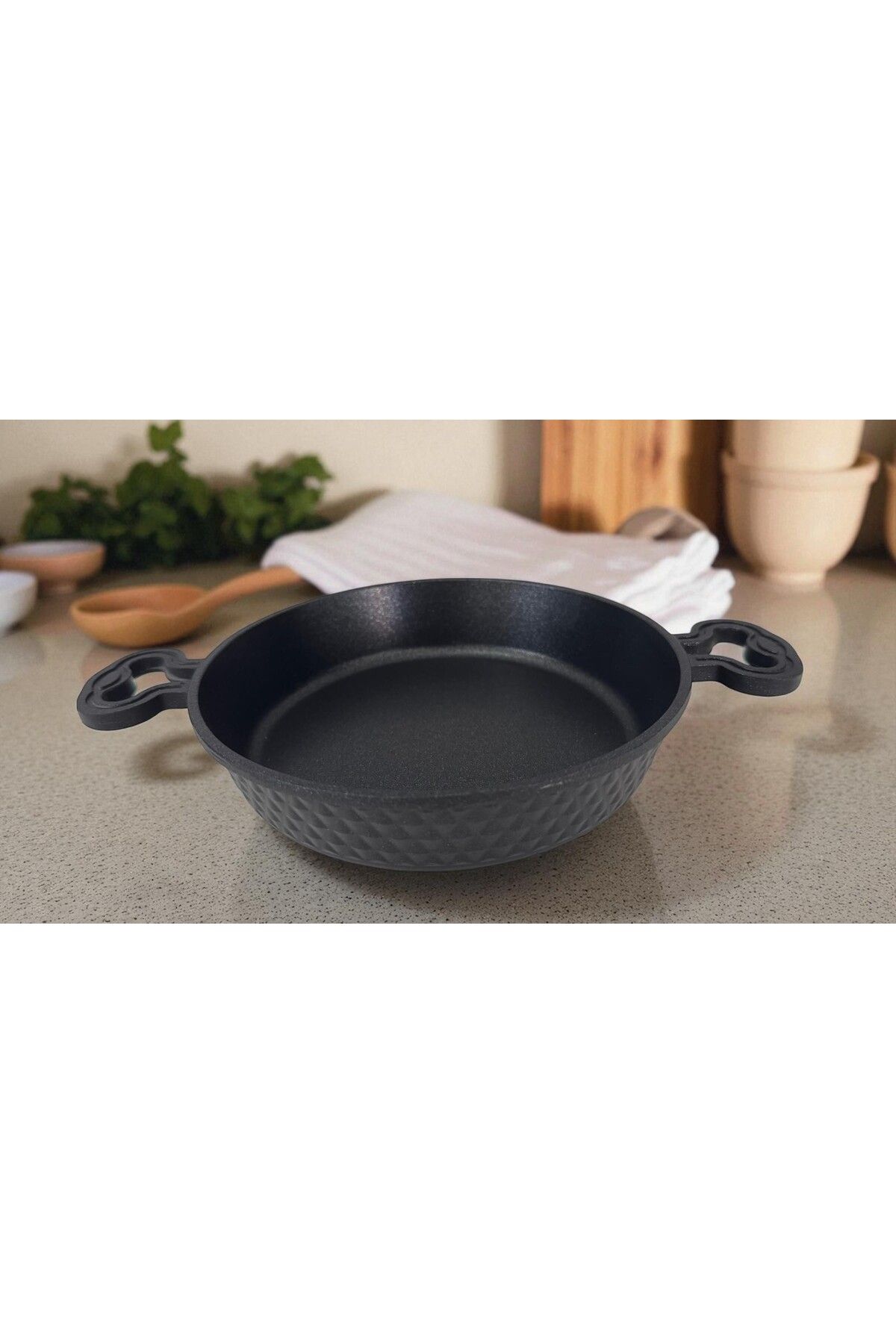 Marka Siyah Granit Tencere 22 cm | Geniş Hacimli, Yapışmaz, Tencere