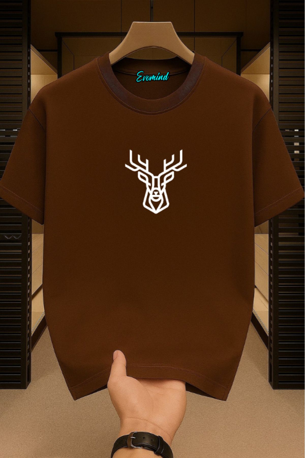 Evomind Geyik Baskılı Unisex T-shirt