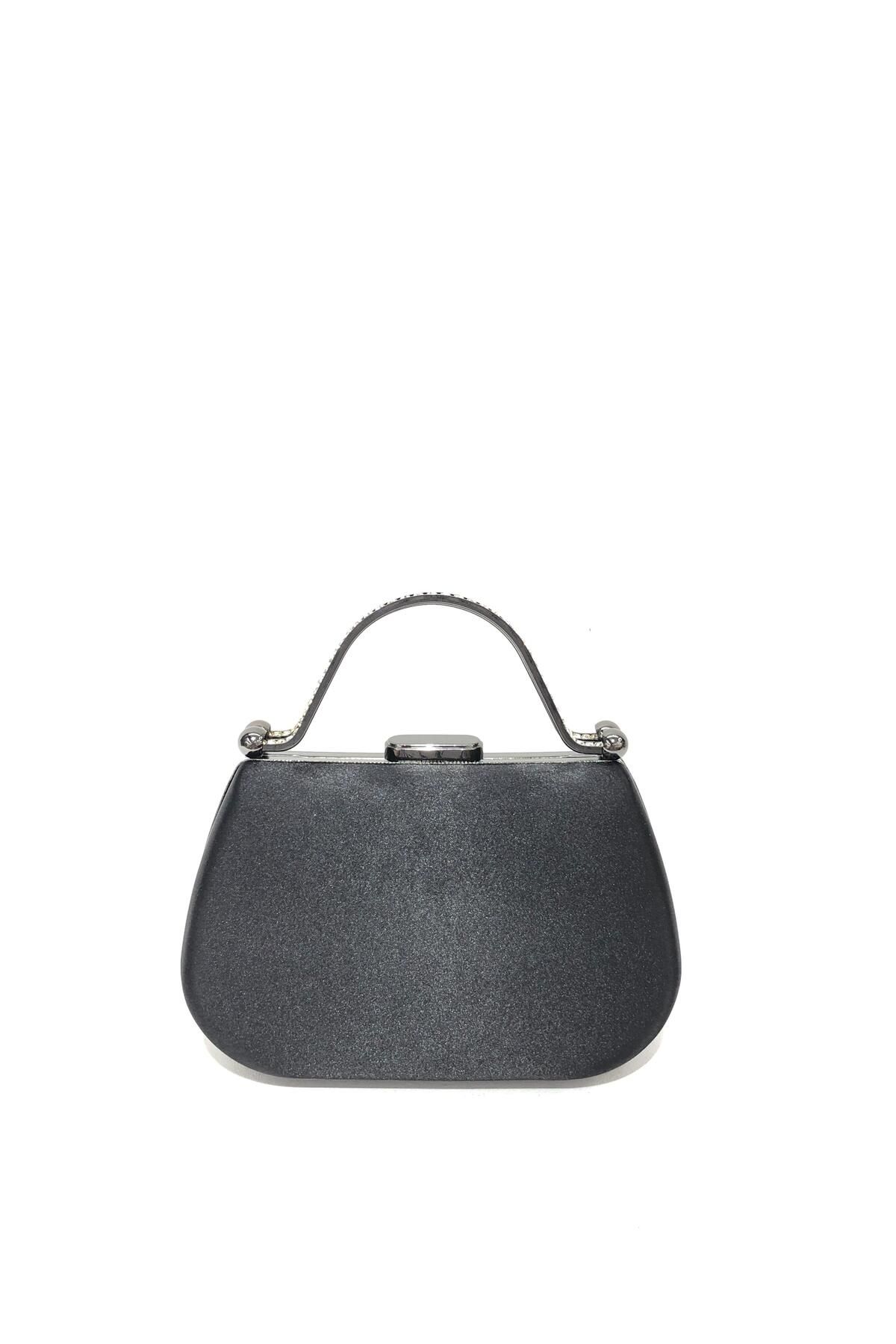 womenacs Siyah Renk Elde Tutma Aksesuarlı Abiye Clutch Portföy Düğün Nişan Kına Kadın Gece Çantası (askılı)