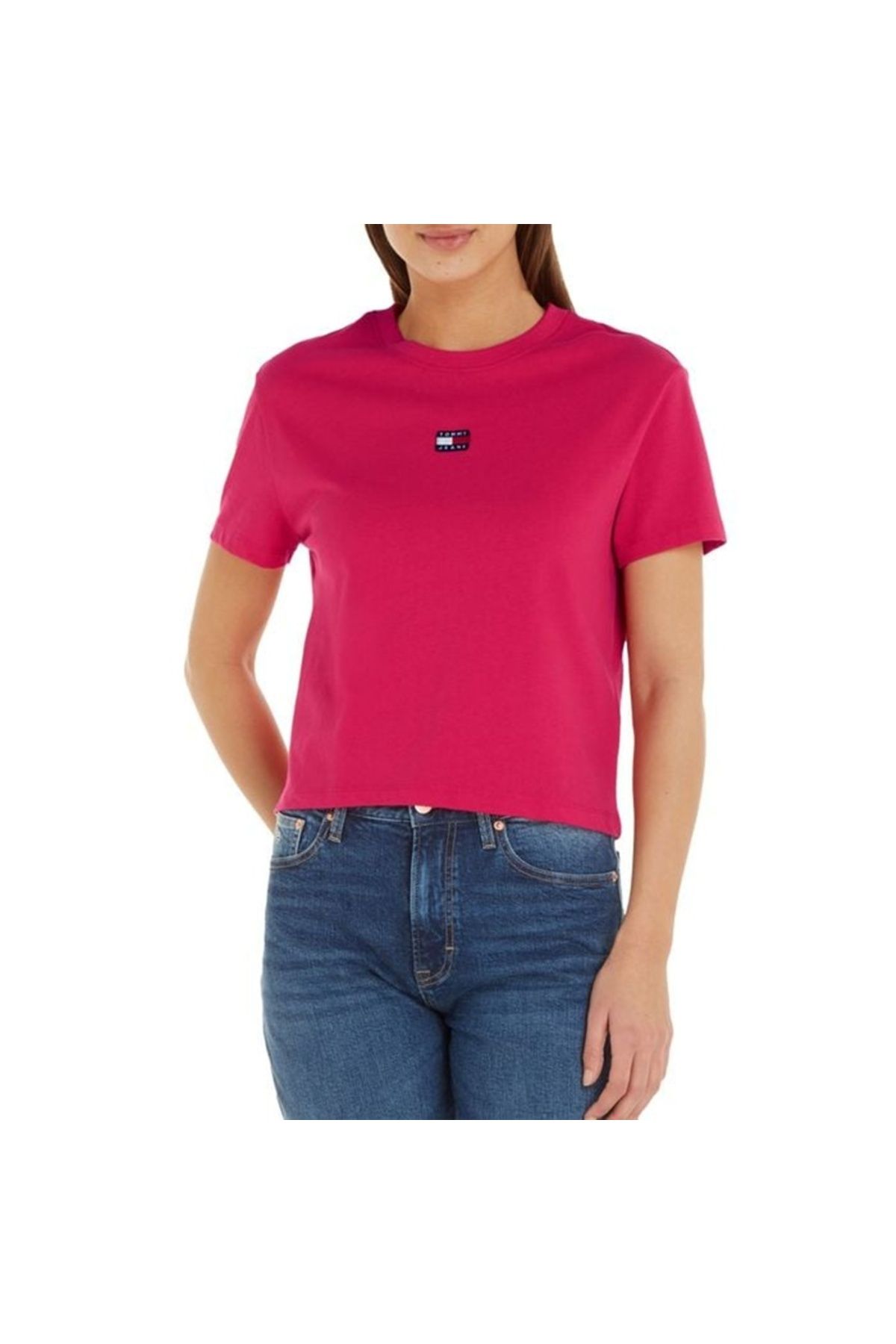 Tommy Hilfiger Sport ""Tommy Hilfiger Kadın TJW BXY Yuvarlak Yaka Nakışlı %100 Pamuk T-Shirt