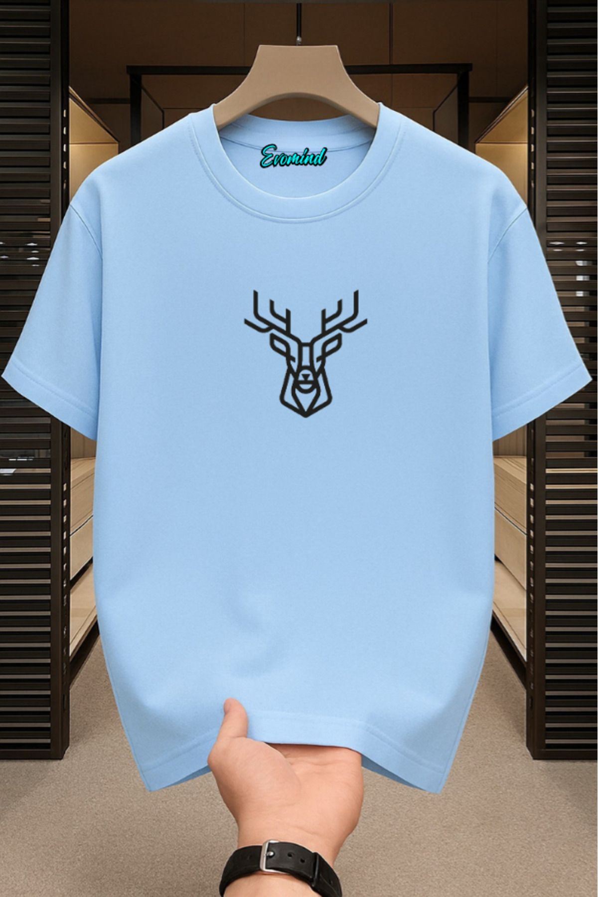 Evomind Geyik Baskılı Unisex T-shirt