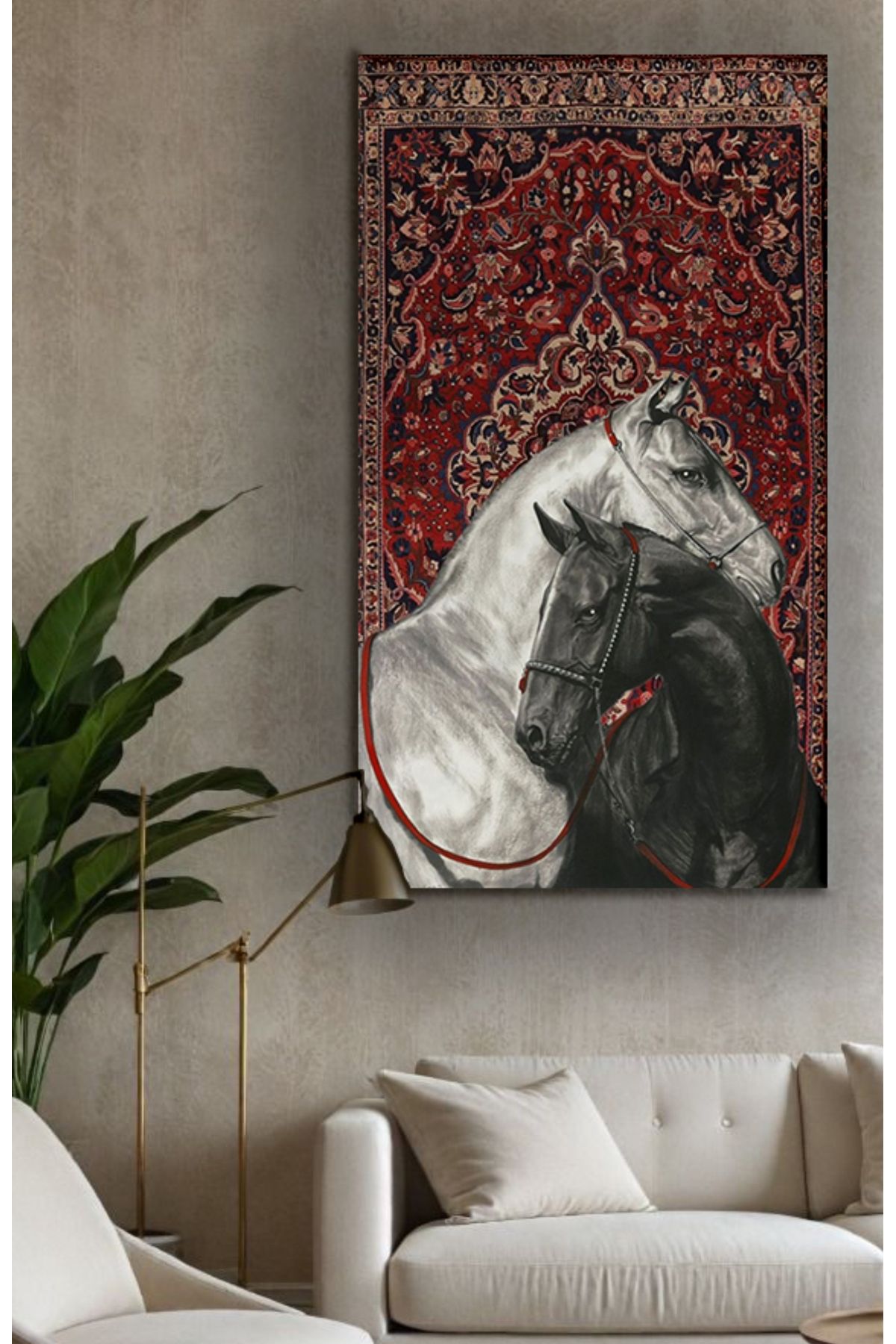 Martco Türk Halı Motifli At görseli Kanvas | Canvas Tablo