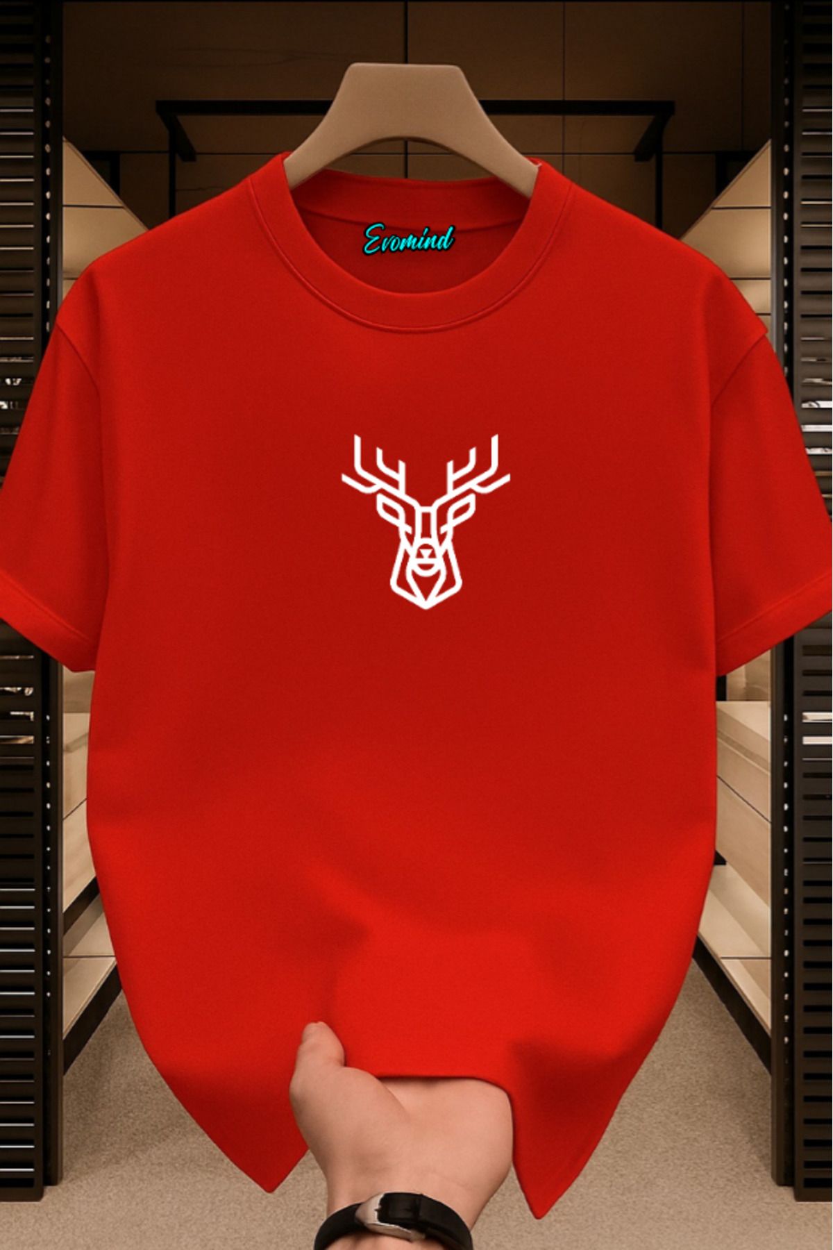 Evomind Geyik Baskılı Unisex T-shirt