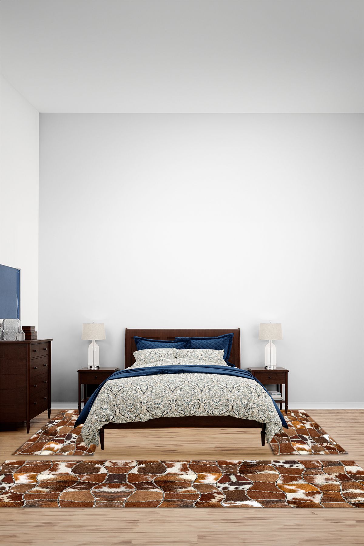 Viyana Home Dijital Baskılı Kaymaz Yıkanabilir Patchwork Desen Üçlü Yatak Odası Halısı, YO-PATCHWORK-52-RENKLİ,