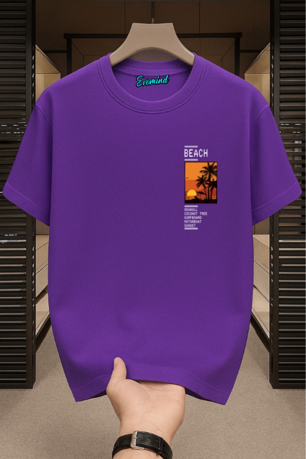 Evomind Beach Baskılı Unisex T-shirt