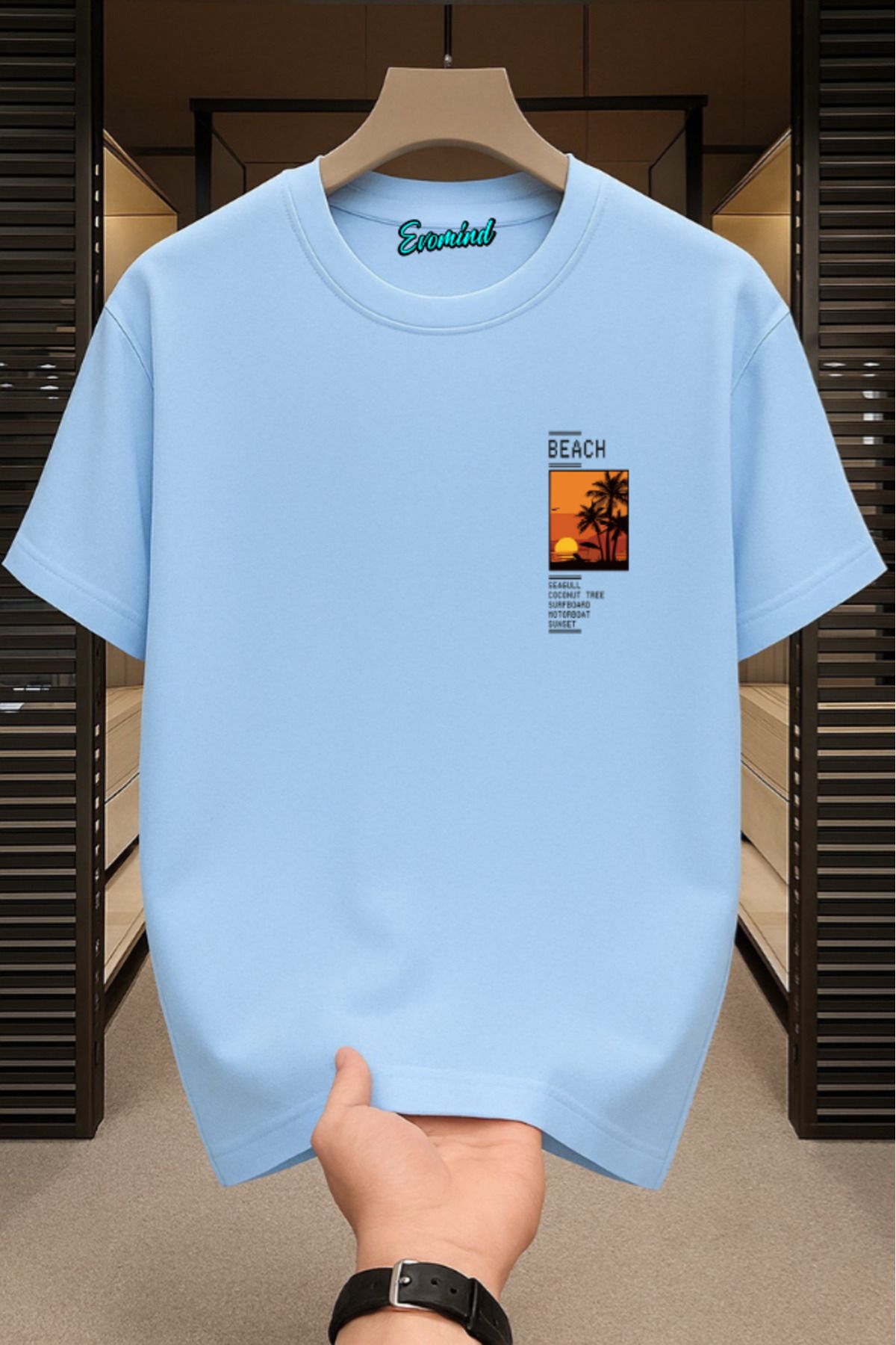 Evomind Beach Baskılı Unisex T-shirt