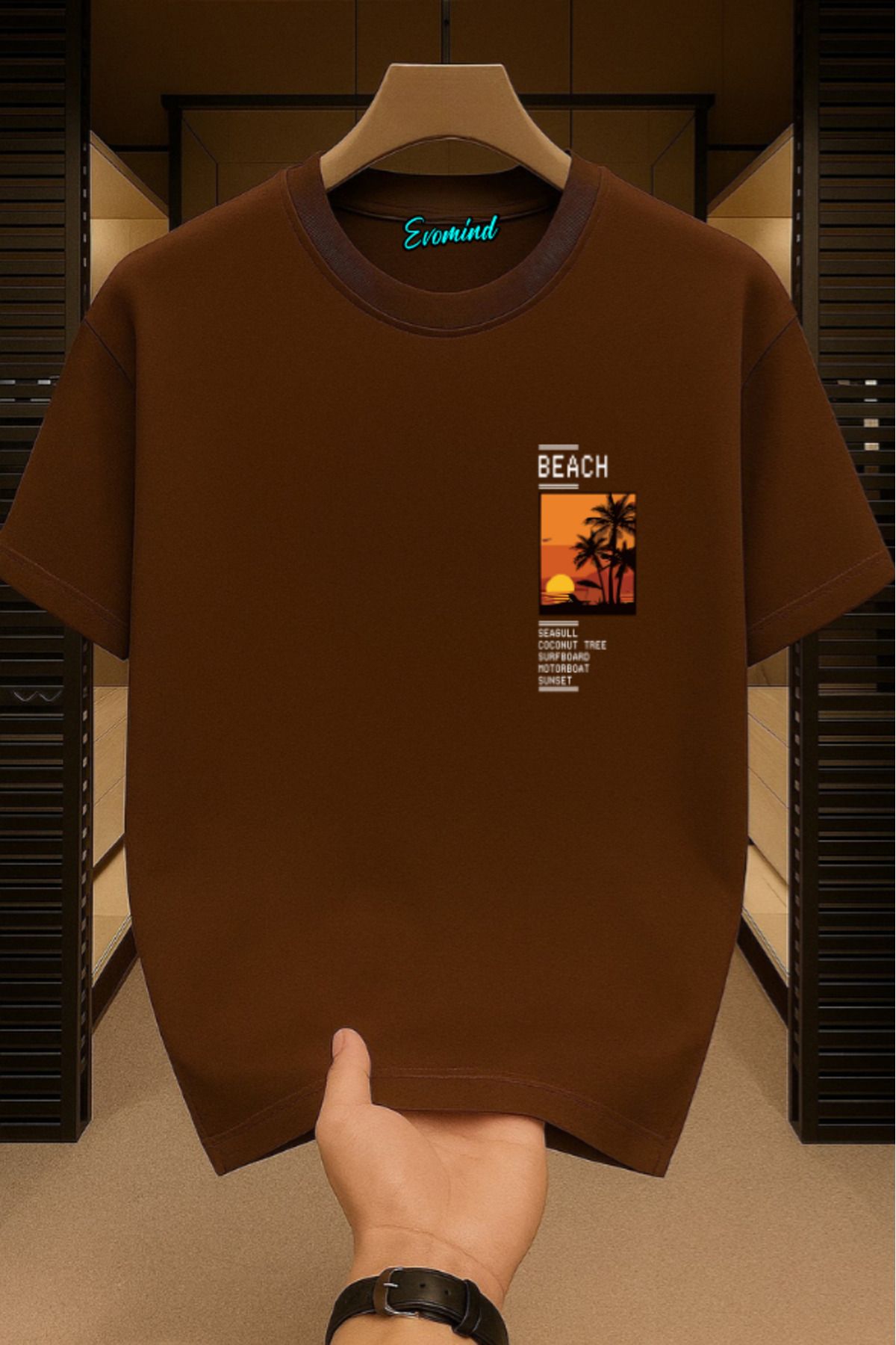 Evomind Beach Baskılı Unisex T-shirt