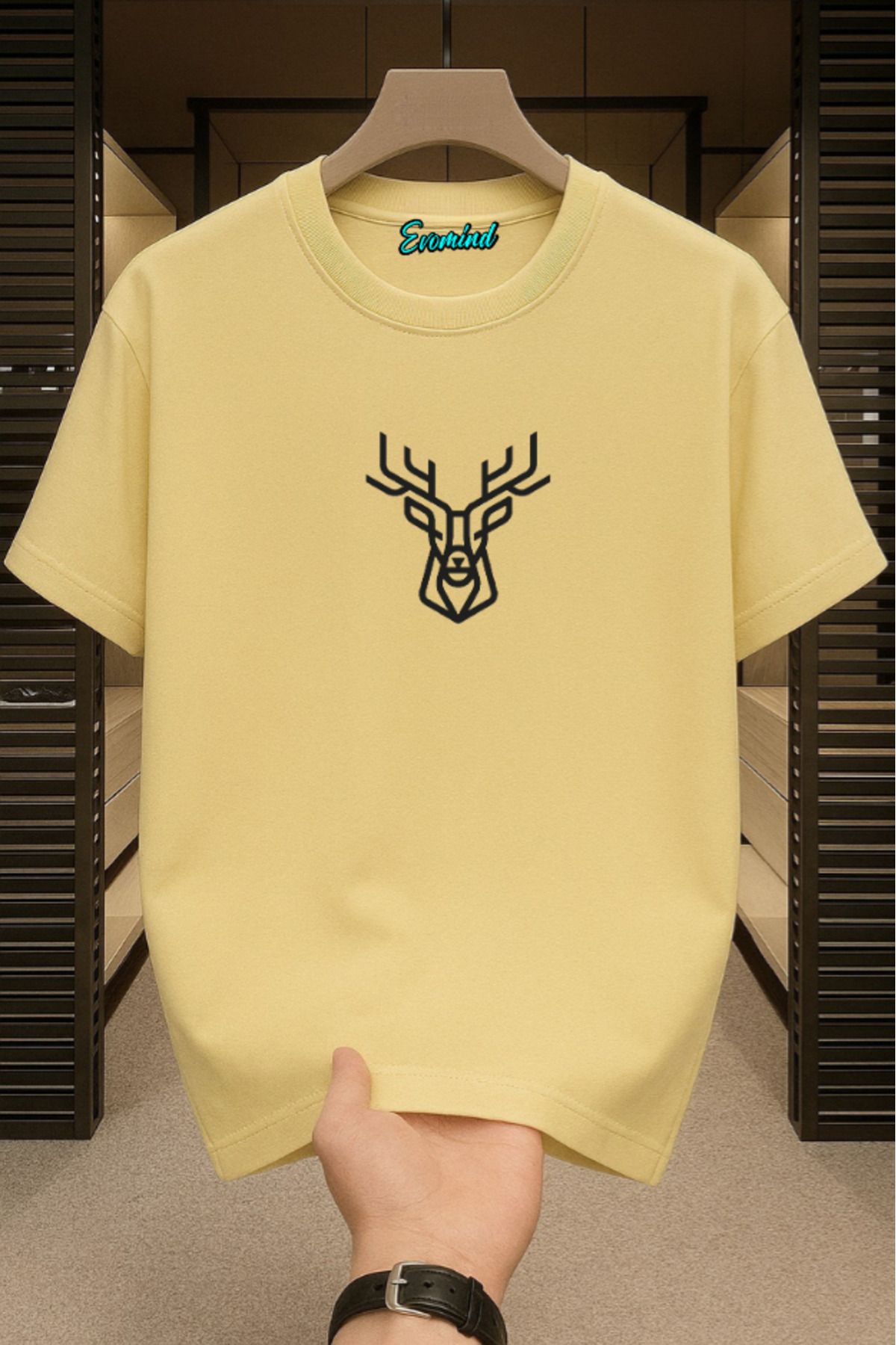 Evomind Geyik Baskılı Unisex T-shirt