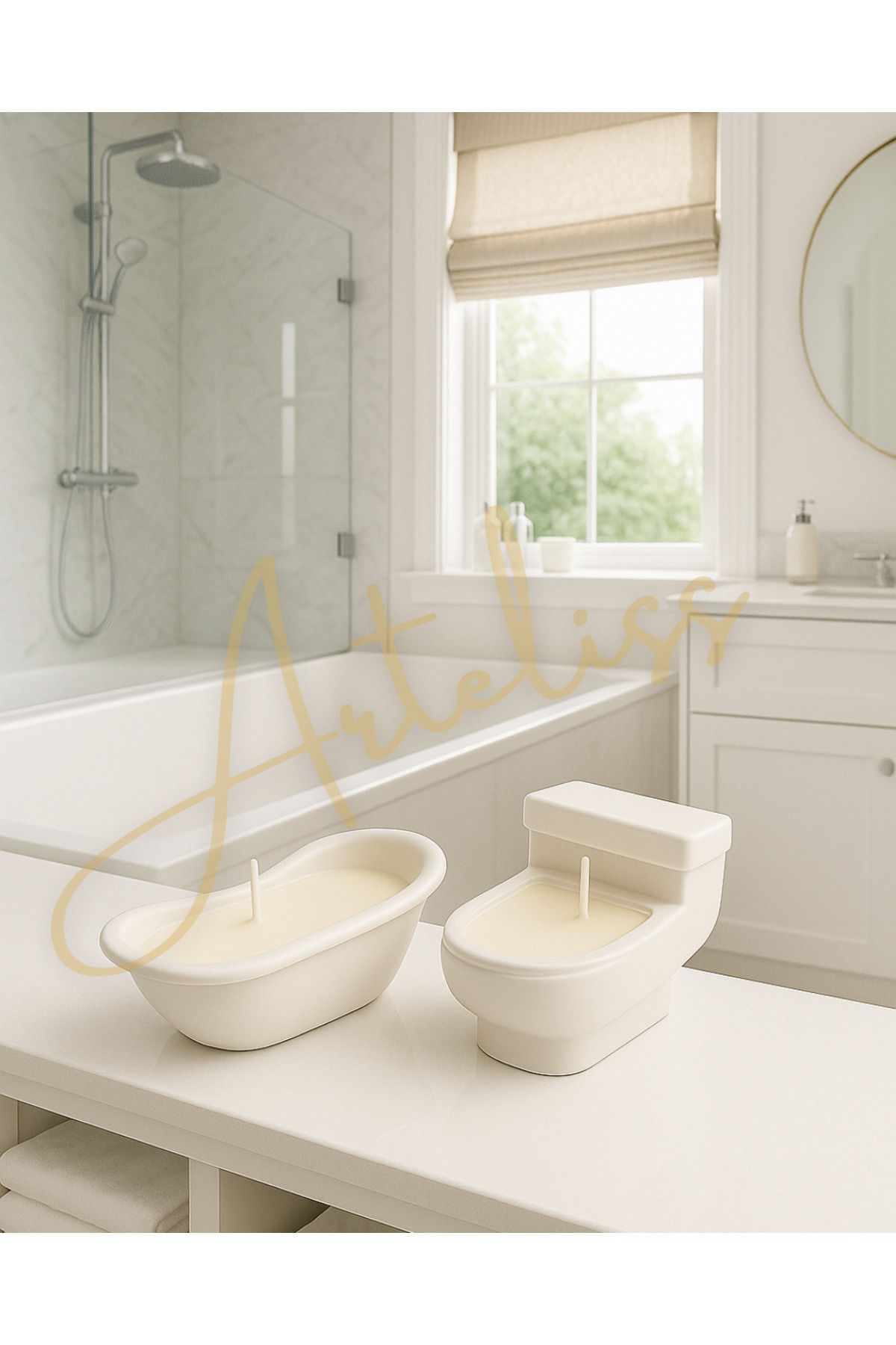 Arteliss Dekoratif 2'li Banyo Mum Seti Banyo Dekorasyonu
