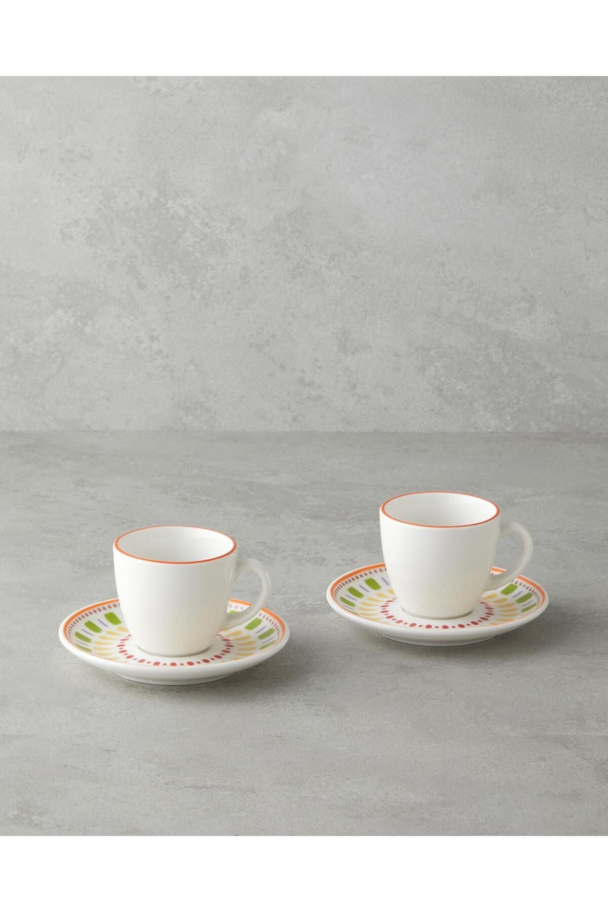 English Home Livia Bone Porselen 4 Parça 2 Kişilik Kahve Fincan Takımı 90 ml Renkli