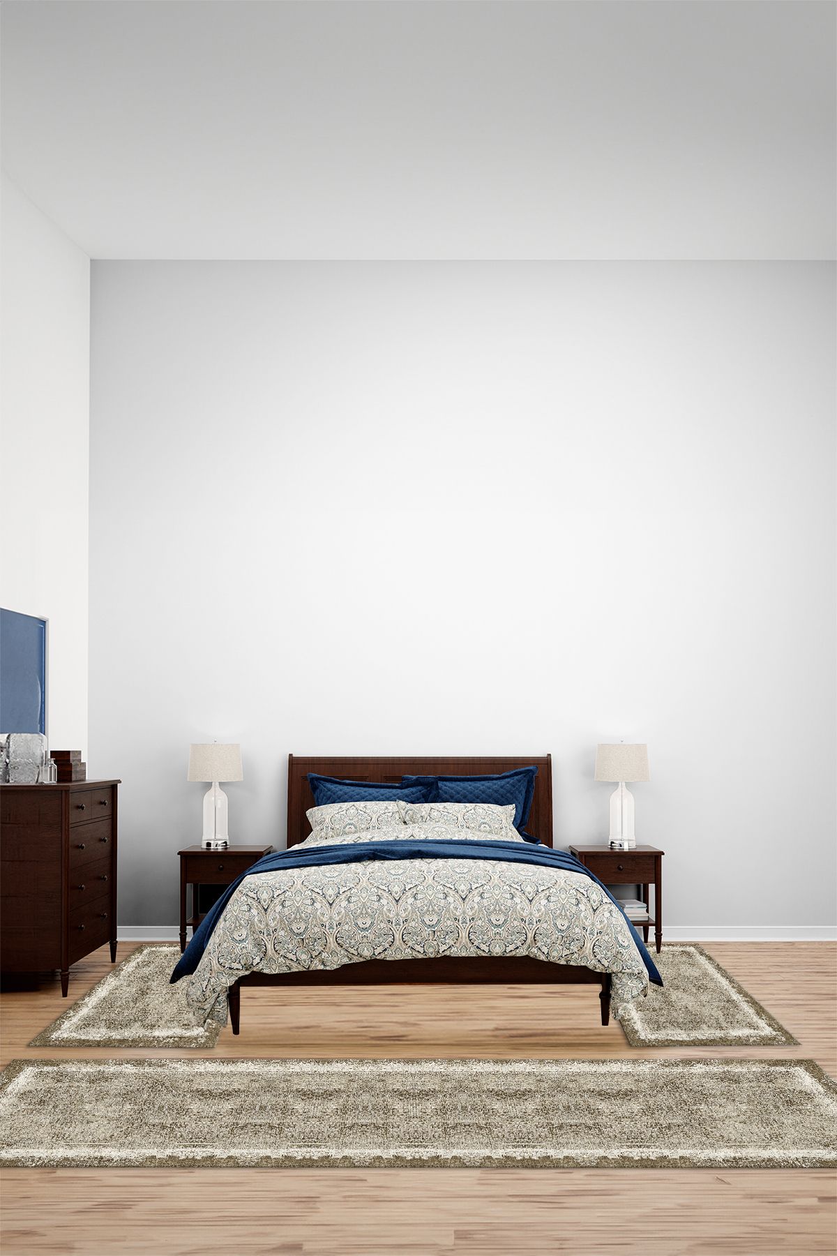 Viyana Home Dijital Kaymaz Taban Yıkanabilir Sade Klasik Model Üçlü Yatak Odası Halısı, YO-SADE-130-KAHVE,