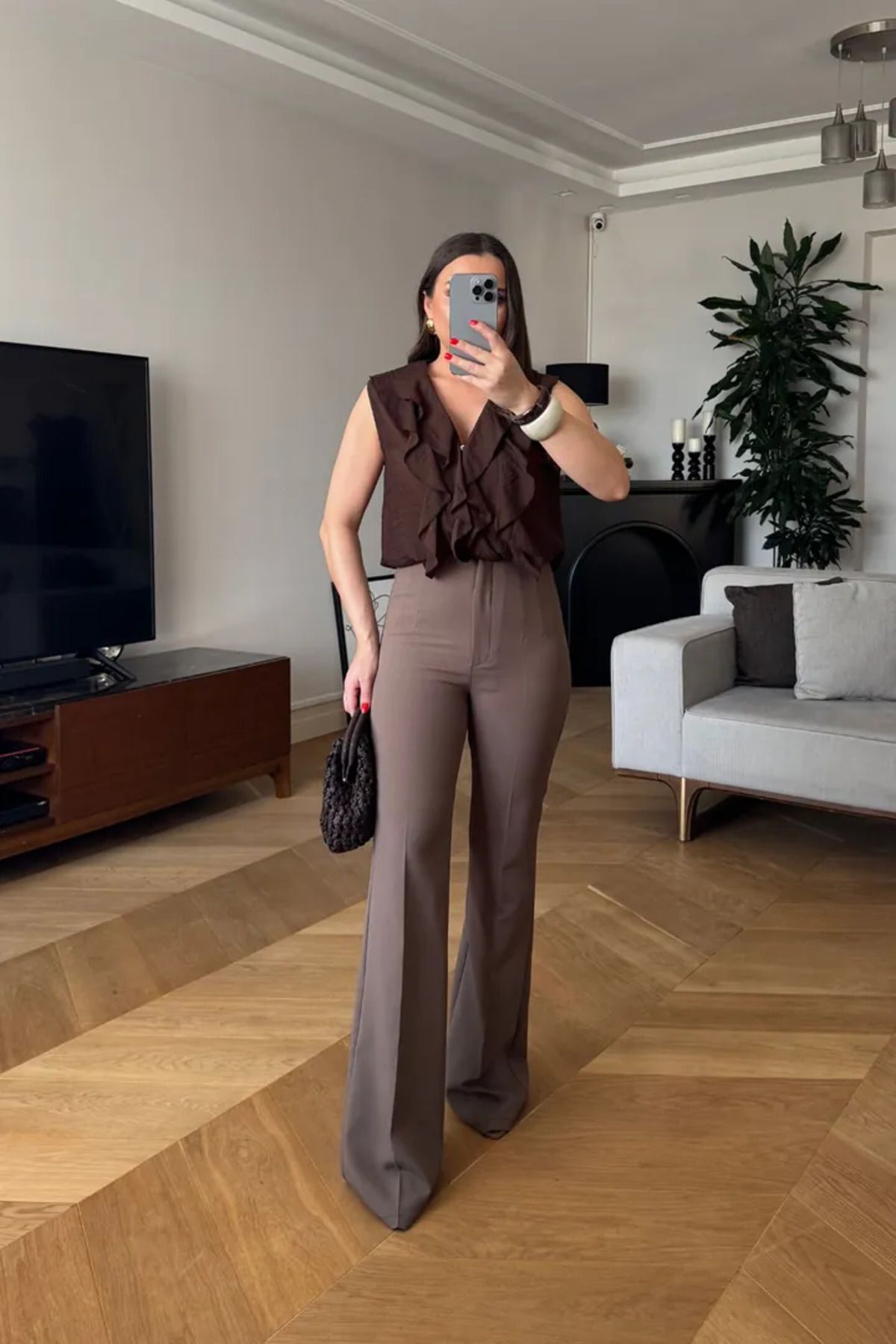 Tuba Butik İspanyol Paça Yüksek Bel Kadın Pantolon