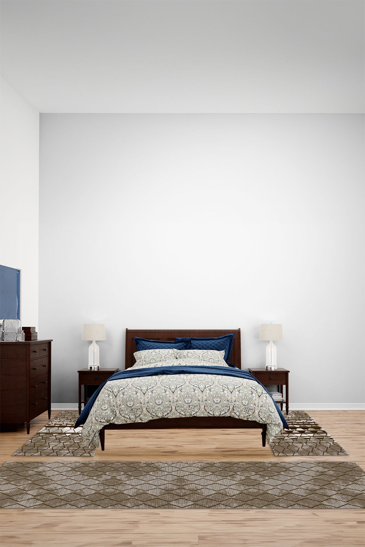 Viyana Home Dijital Kaymaz Taban Yıkanabilir Zigzag Çizgi Desenli Üçlü Yatak Odası Halısı, YO-SADE-115-KAHVE,