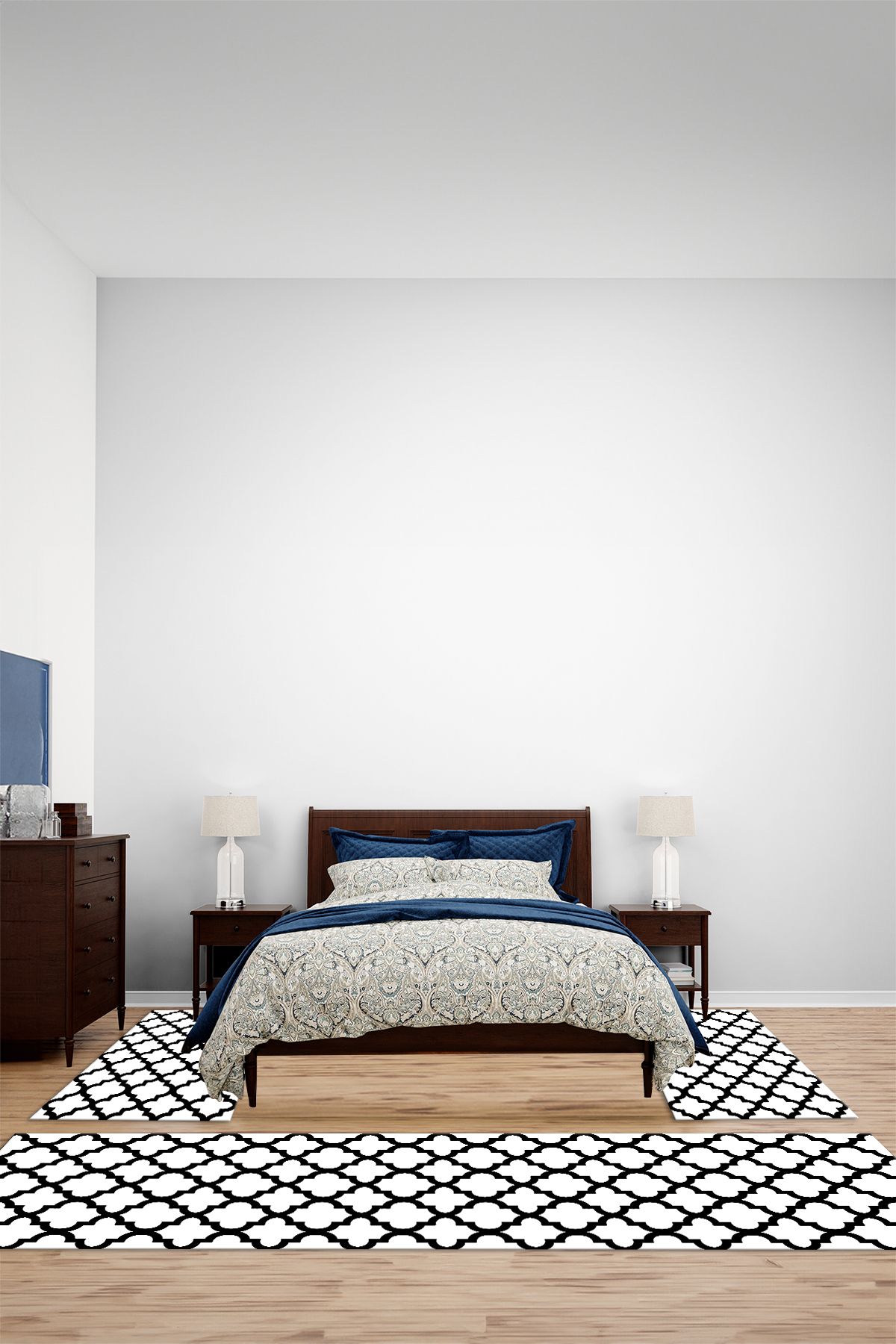 Viyana Home Dijital Kaymaz Taban Yıkanabilir Sade Kupa Model Üçlü Yatak Odası Halısı, YO-SADE-133-BEYAZ,