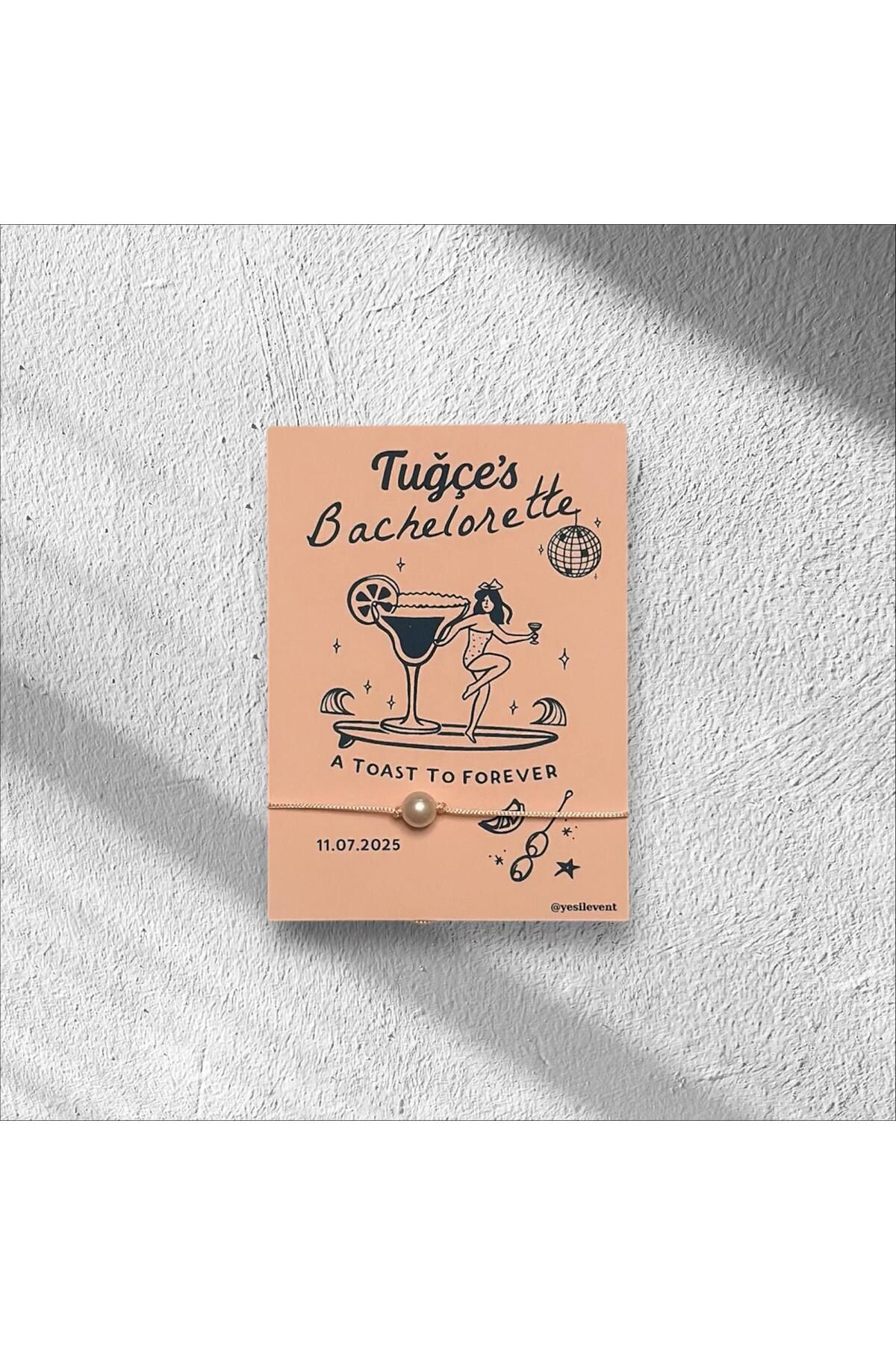 The Byzia Bride To Be Hediyelik 5 Adet 9x11cm Kart Tasarımı ile İnci Bileklik