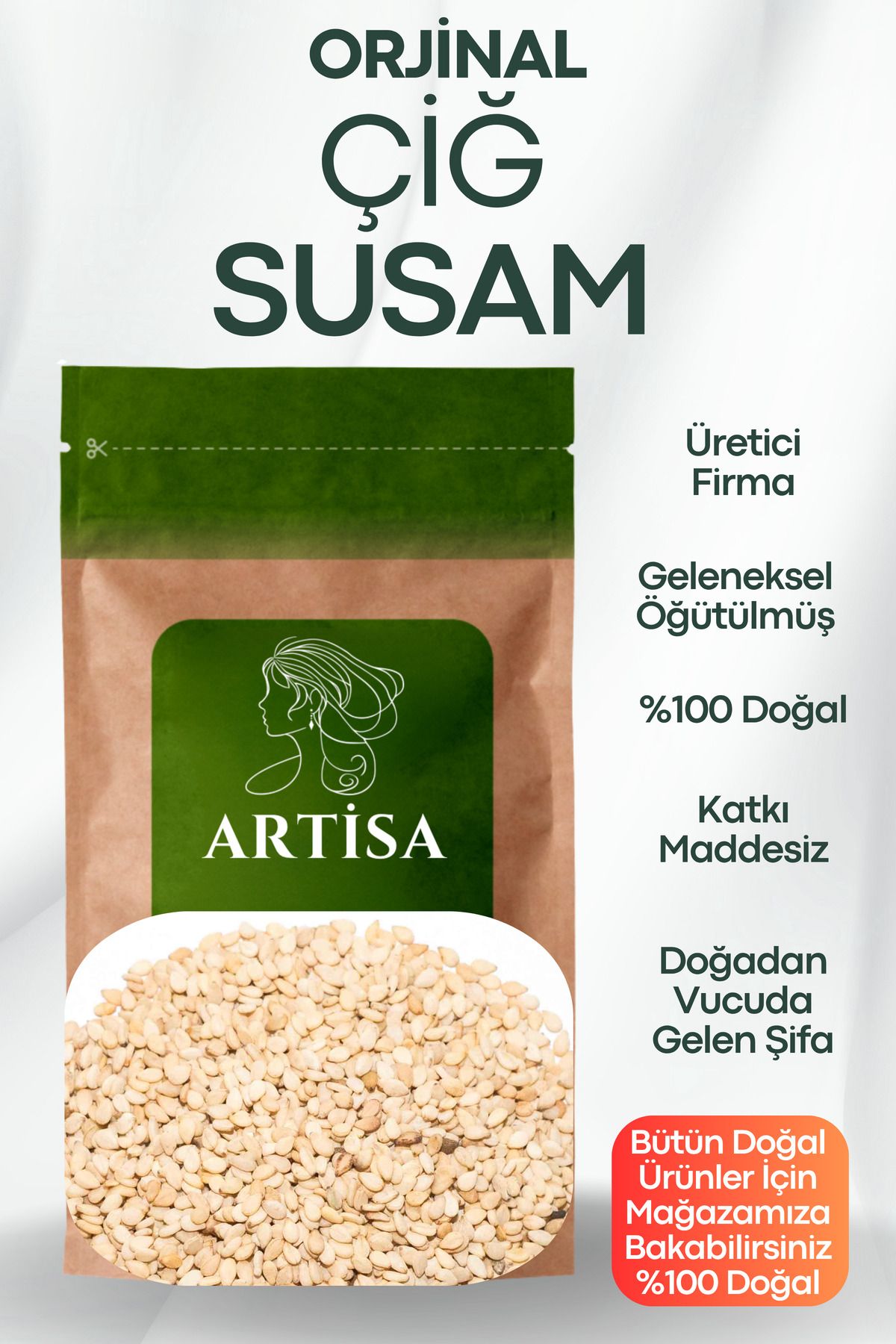 Artisa Doğal Çiğ Susam 200 gr ( Taze Mahsül, Katkısız, Ekonomik )