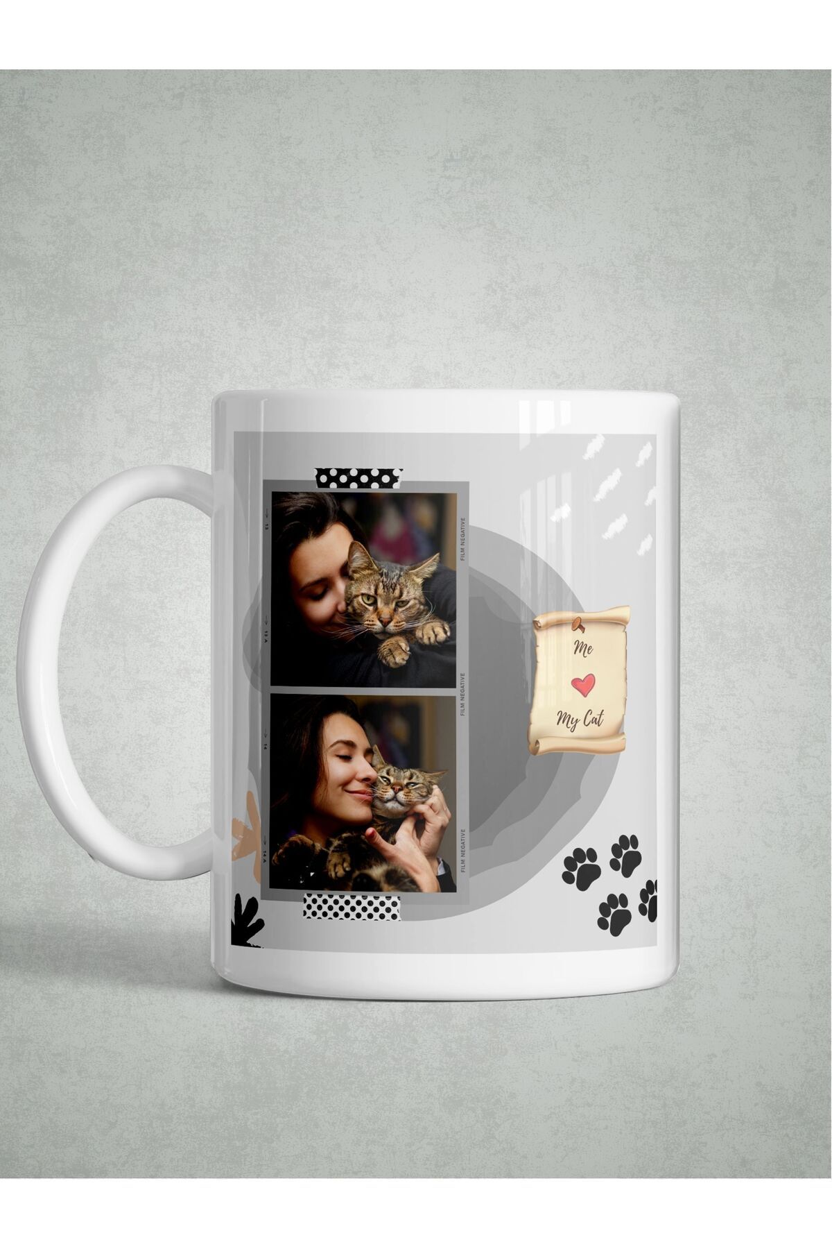 kuphane Kedi Temalı Kişiye Özel Kupa | Fotoğraflı Hediyelik Kupa | Cat Mom & Cat Dad Koleksiyonu