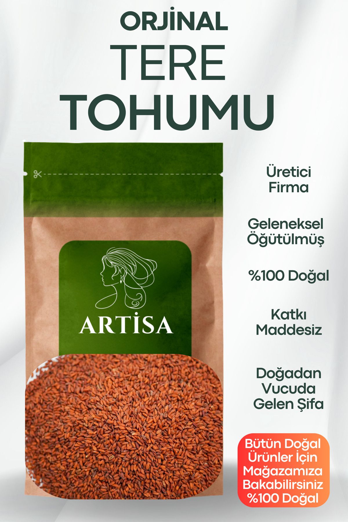 Artisa Doğal Tere Tohumu 100 gr ( Taze Mahsül, Katkısız, Ekonomik )