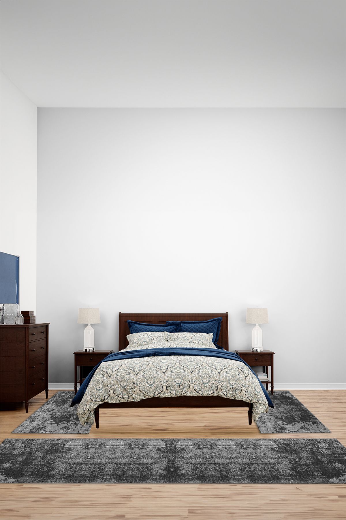 Viyana Home Dijital Kaymaz Taban Yıkanabilir Sade Kelebek Model Üçlü Yatak Odası Halısı, YO-SADE-139-ANTRASİT,