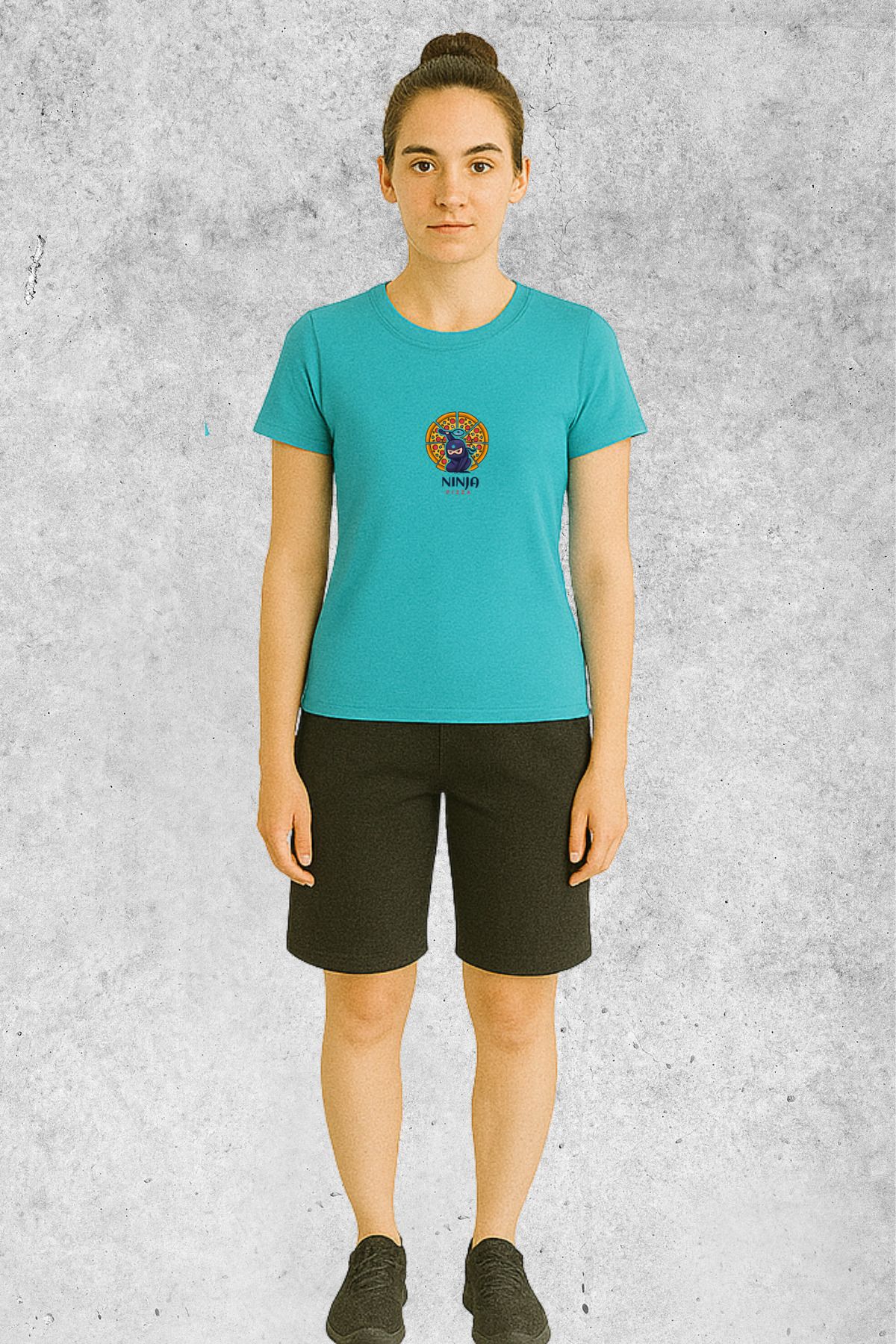 MOLICO Basic unisex sıfır yaka kısa kollu NİNJA PİZZA BASKILI TSHİRT