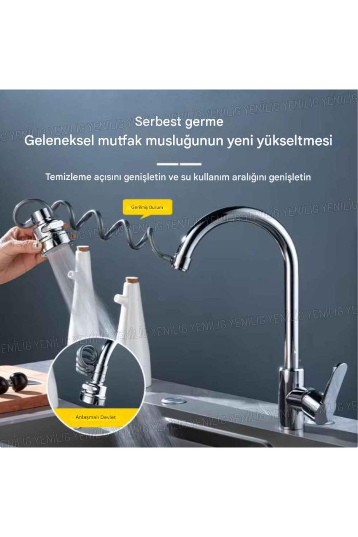 Yenilig Musluğunuza Esneklik Katın! Uzatılabilir Hortumlu 3 Fonksiyonlu Başlık ile Su Akışını Kontrol Edin