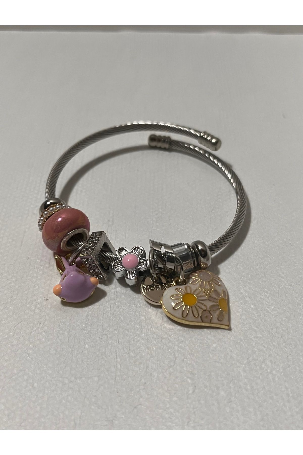 peracostore Gümüş Renkli Detaylı Charm Bileklik