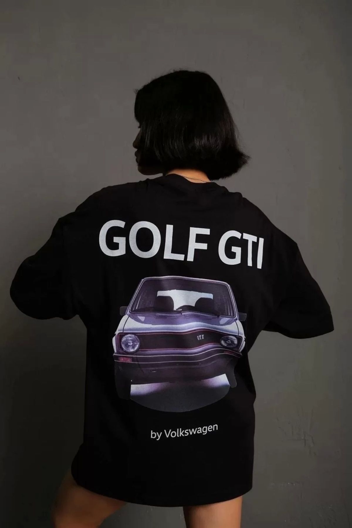 CVS GİYİM Kadın Sırt Golf Gtı Baskılı Oversize T-shirt - Siyah