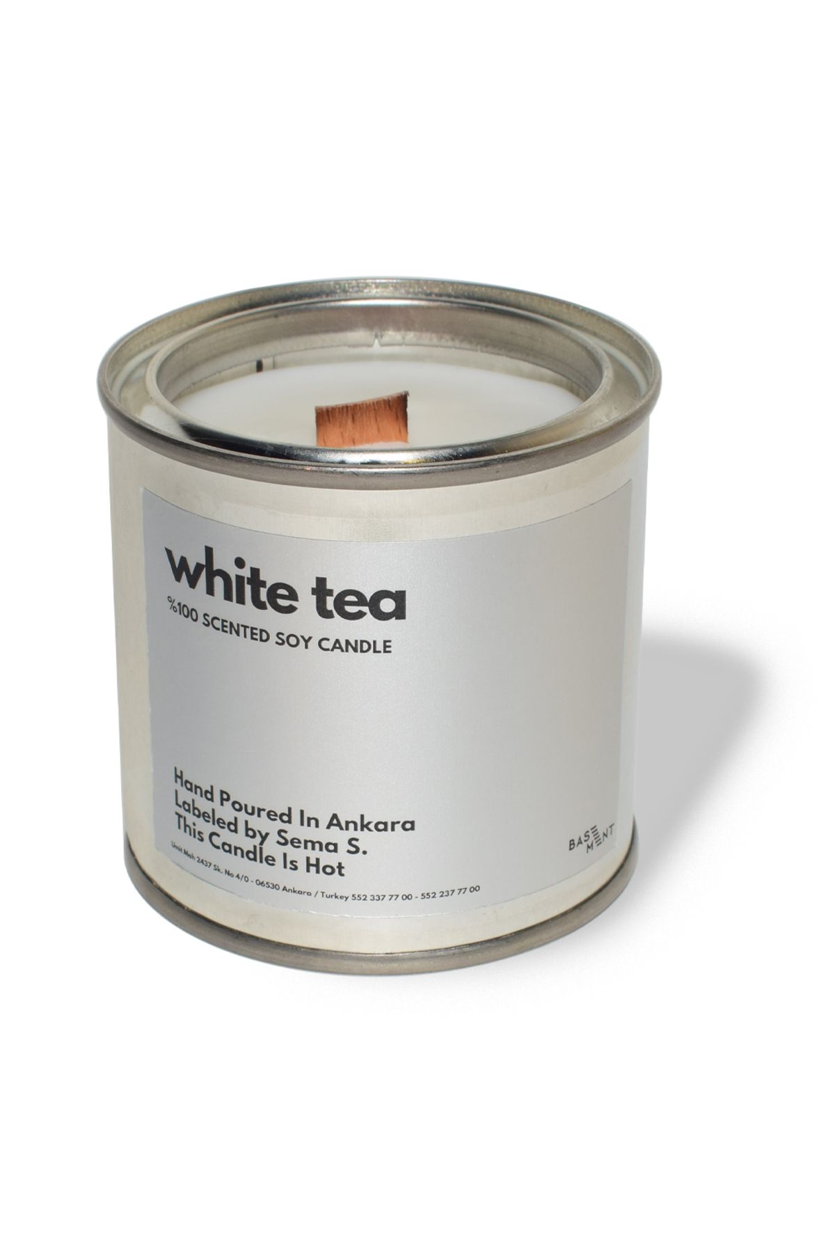 Basement Atellier : Metal Kapta Esanslarla Zenginleşen Dekoratif Soya Mum : 280 gr : White Tea