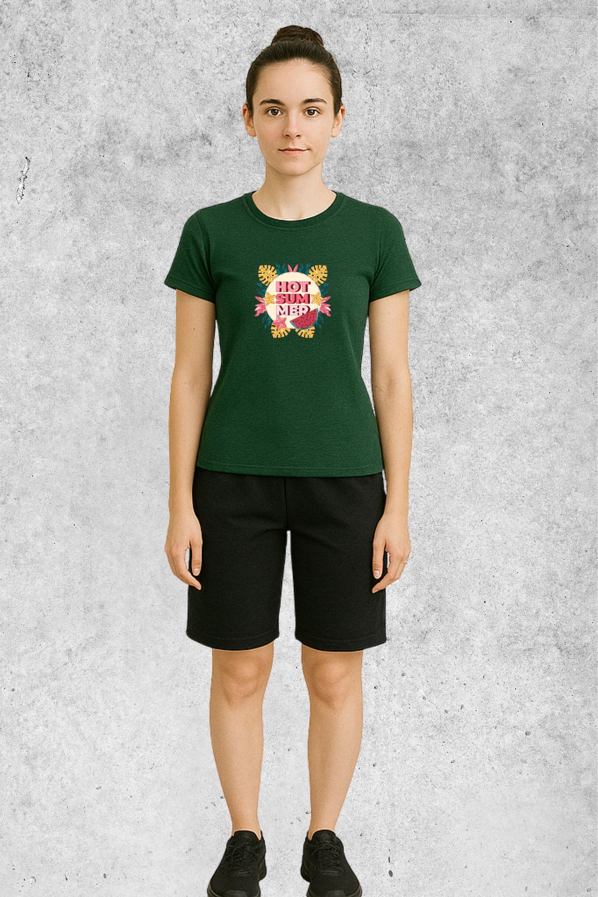MOLICO Basic unisex sıfır yaka kısa kollu HOT SUMMER BASKILI TSHİRT