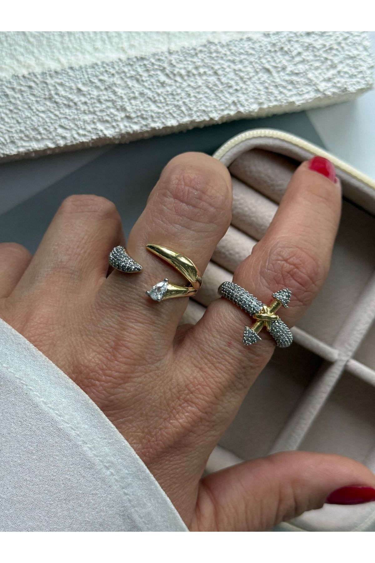 Rossetto Atelier İthal Damla Taşlı Rebecca Yüzük