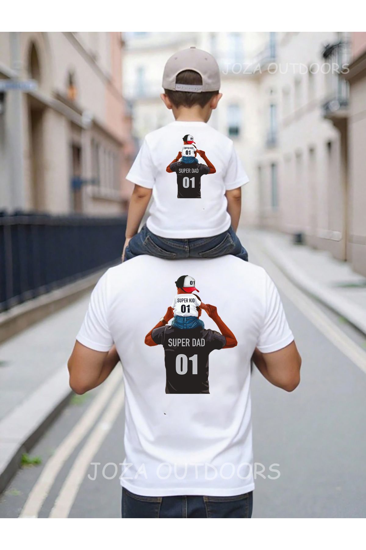 Joza Outdoors Super Dad SIRT Baskılı Oversize Tshirt Baba & Çocuk Kız-Erkek Kombini ( TEK ÜRÜN FİYATIDIR )