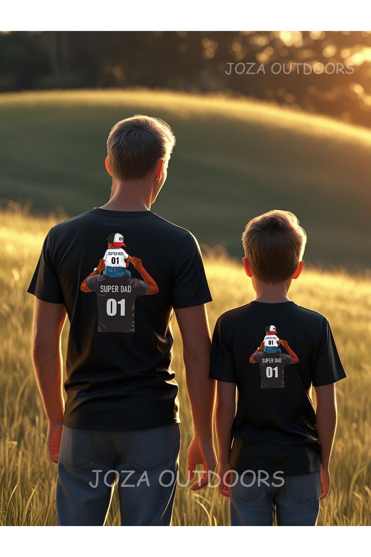 Jobia Outdoors Super Dad SIRT Baskılı Oversize Tshirt Baba & Çocuk Kız-Erkek Kombini ( TEK ÜRÜN FİYATIDIR )