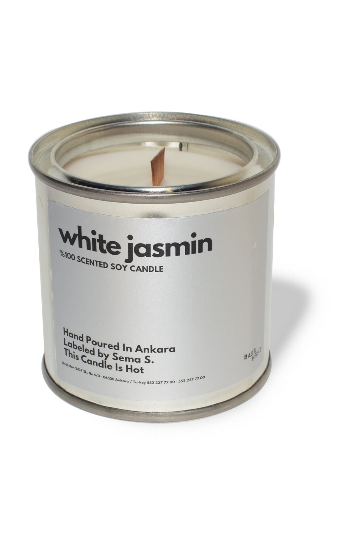 Basement Atellier Metal Kapta Esanslarla Zenginleşen Dekoratif Soya Mum : 280 gr : White Jasmin