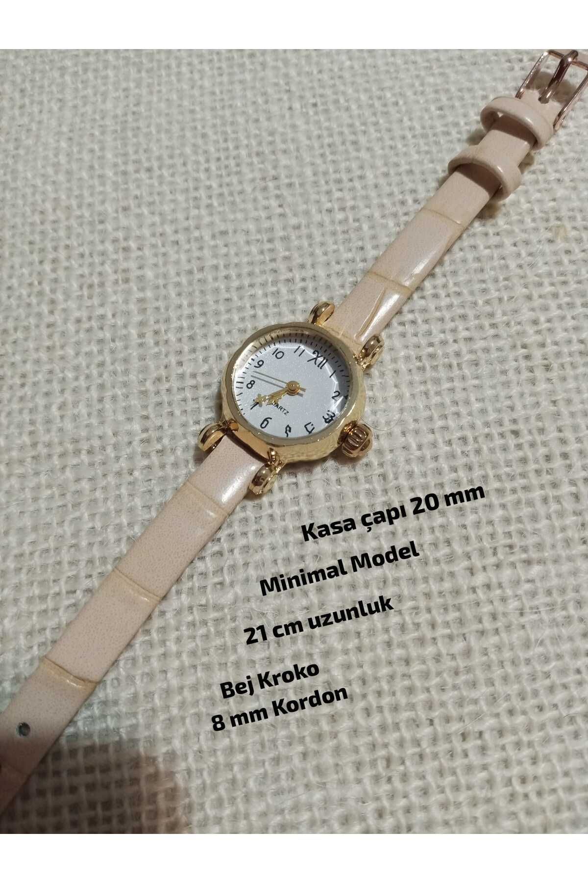 Brality Retro Minimal Model Vintage Still GOLD Kasa Kadın Kol Saati.. Rakamlı Detaylı.. Bej Kordon 0112