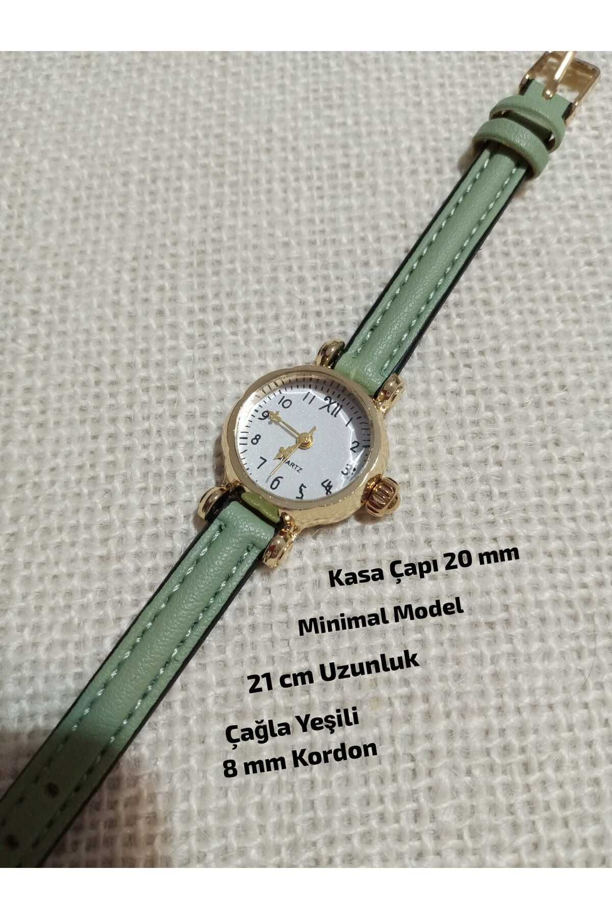 Brality Retro Minimal Model RAKAMLI Vintage Still GOLD Kasa Kadın Kol Saati.. Çağla Yeşili Kordon 0112