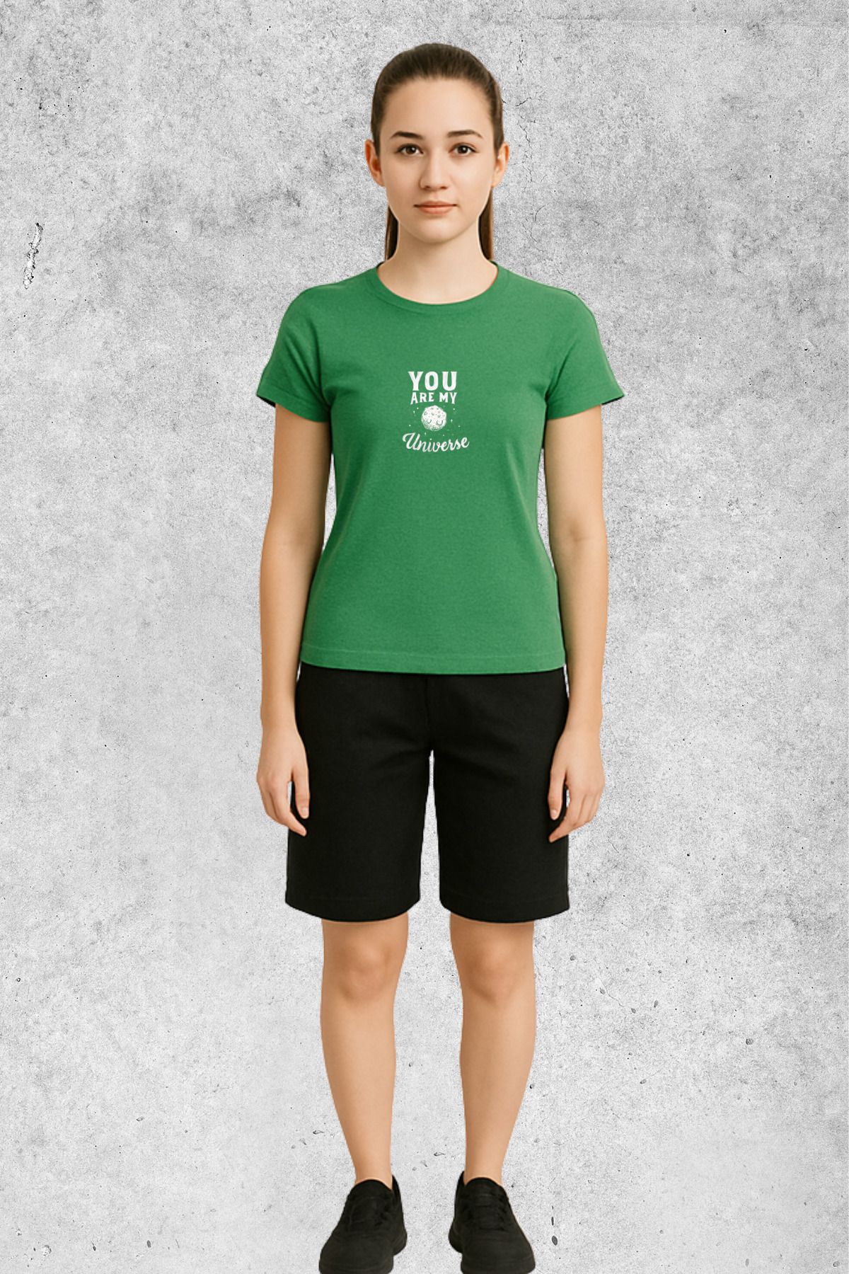 MOLICO Basic unisex sıfır yaka kısa kollu MY UNİVERSE BASKILI TSHİRT