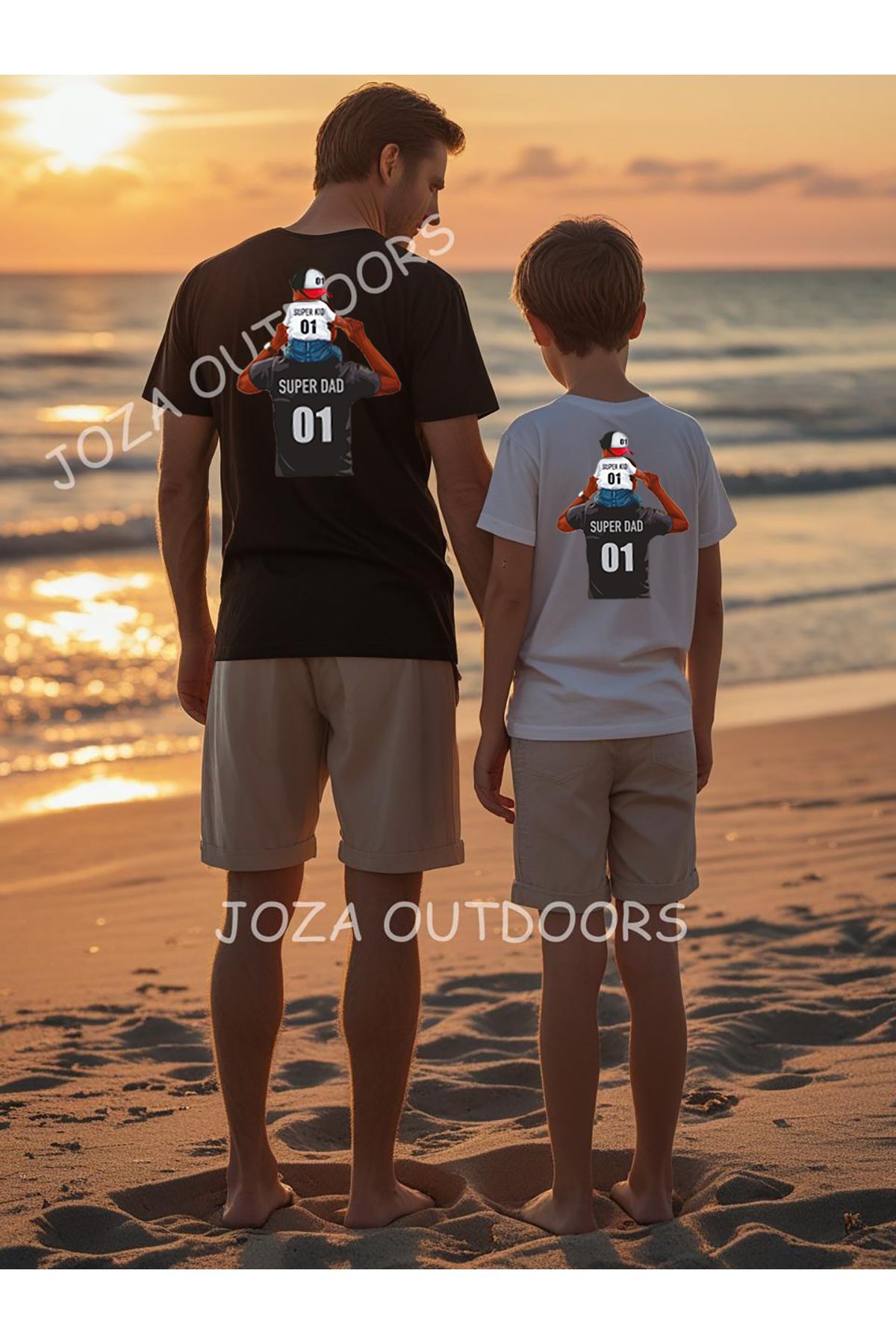 Joza Outdoors Super Dad SIRT Baskılı Oversize Tshirt Baba & Çocuk Kız-Erkek Kombini ( TEK ÜRÜN FİYATIDIR )