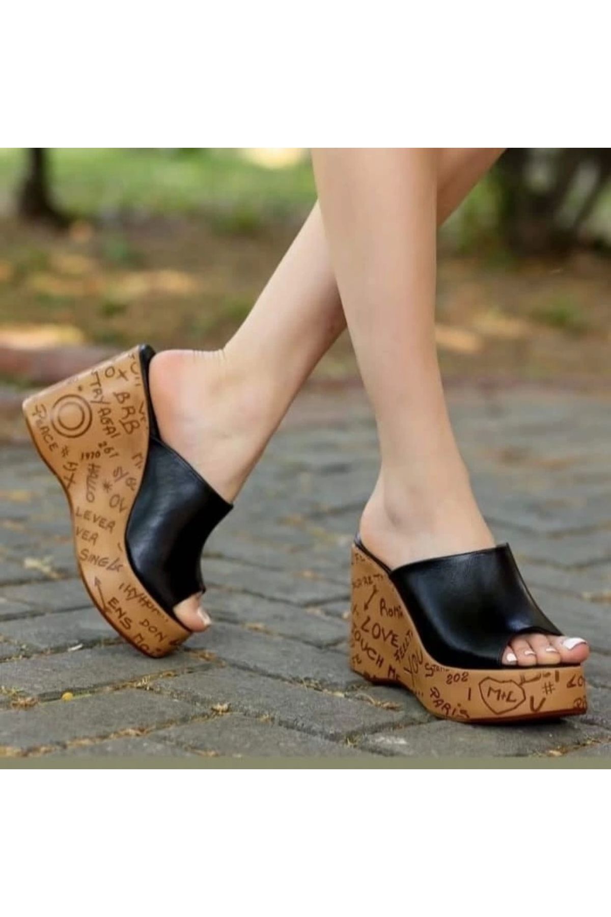 alluria Silya Siyah Cilt Dolgu Topuk Terlik