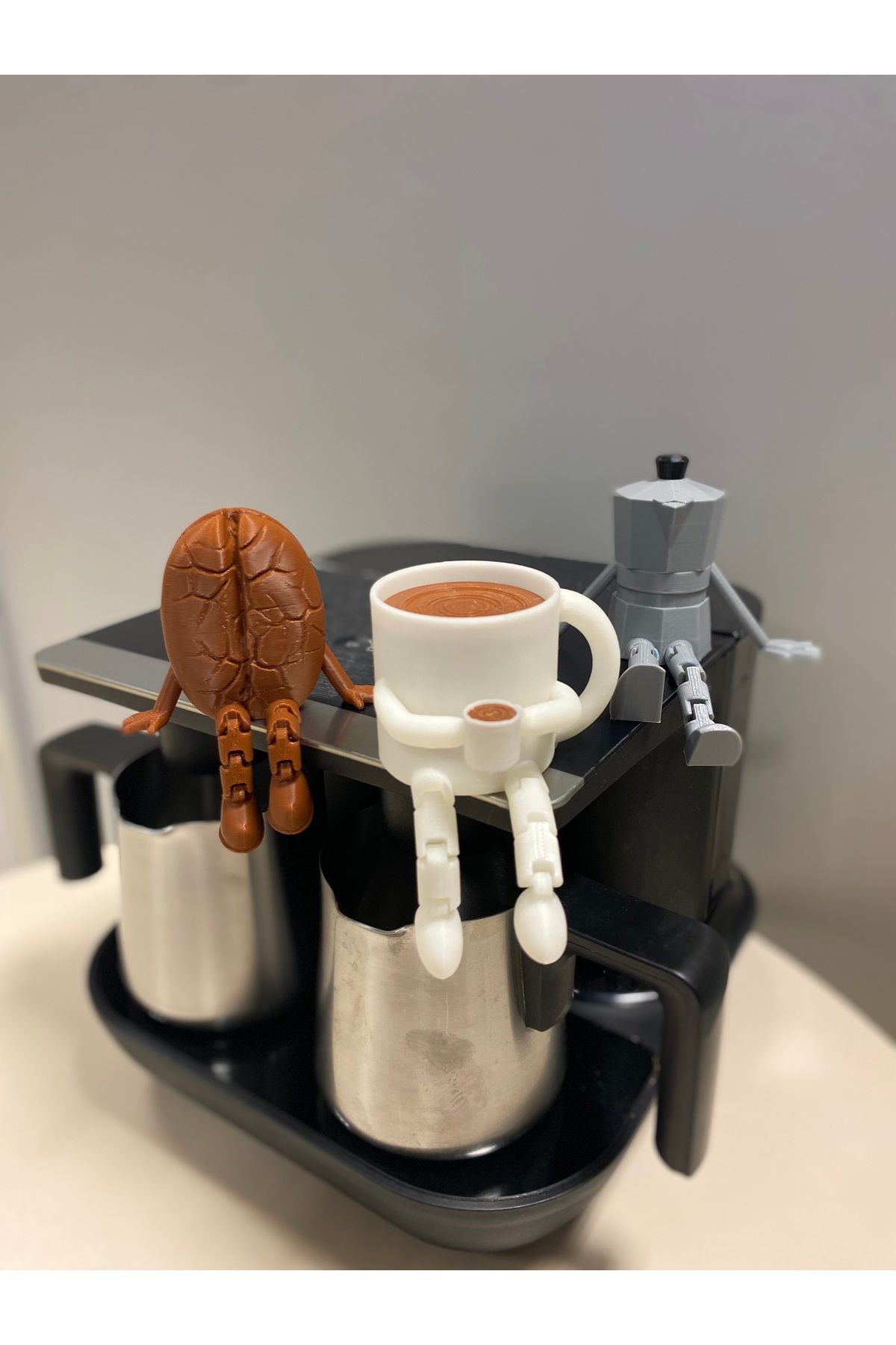 EREM STORE 3D Kahve Köşesi - 3'lü Ayaklı Kahve Köşesi Takımı - Moka Pot - Bardak - Kahve Çekirdeği