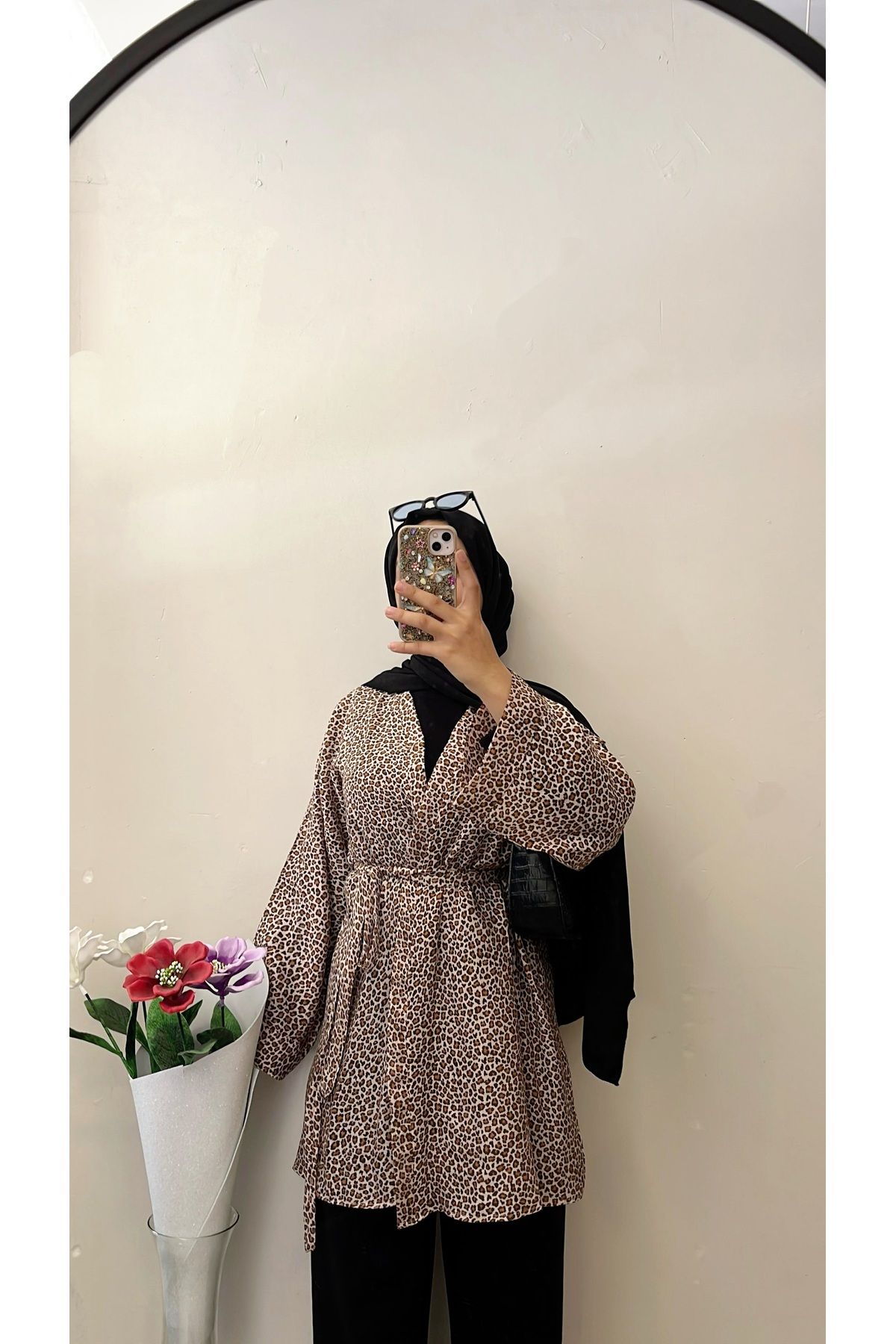 DİLEKBUTİK-Leopard Linen Summer Kimono 3