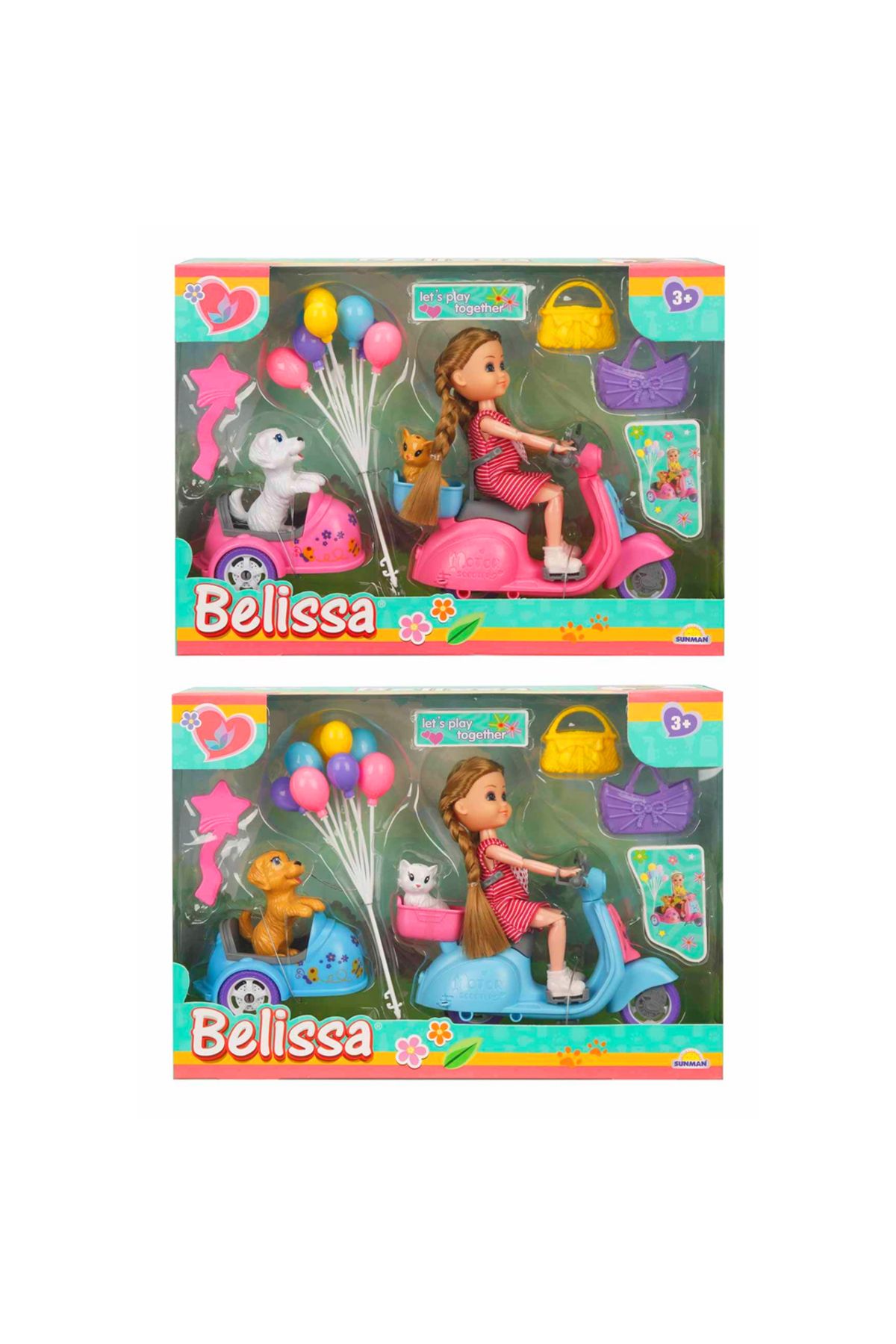Banadabak BELİSSA BEBEK 53807 BELİSSANIN SEPETLİ MOTOSİKLETİ VE SEVİMLİ KÖPEĞİ 15 CM 3+(1 ADET FİYATIDIR)