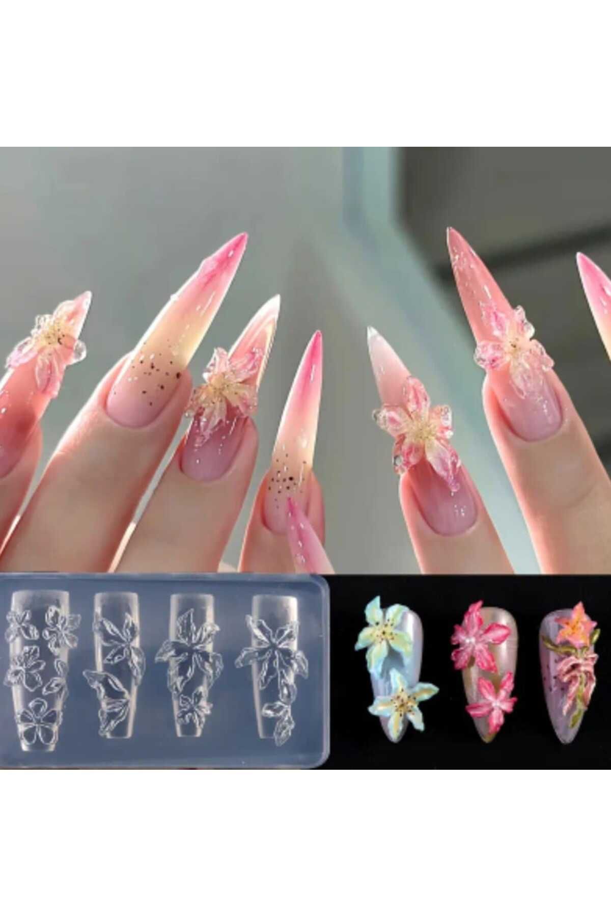 SEVRU Yeni Nail Art Desen Kalıbı, Charm Tırnak Süsleme 3D Silikon Kalıp Tırnak Süsü Silikon Oyma Kalıbı