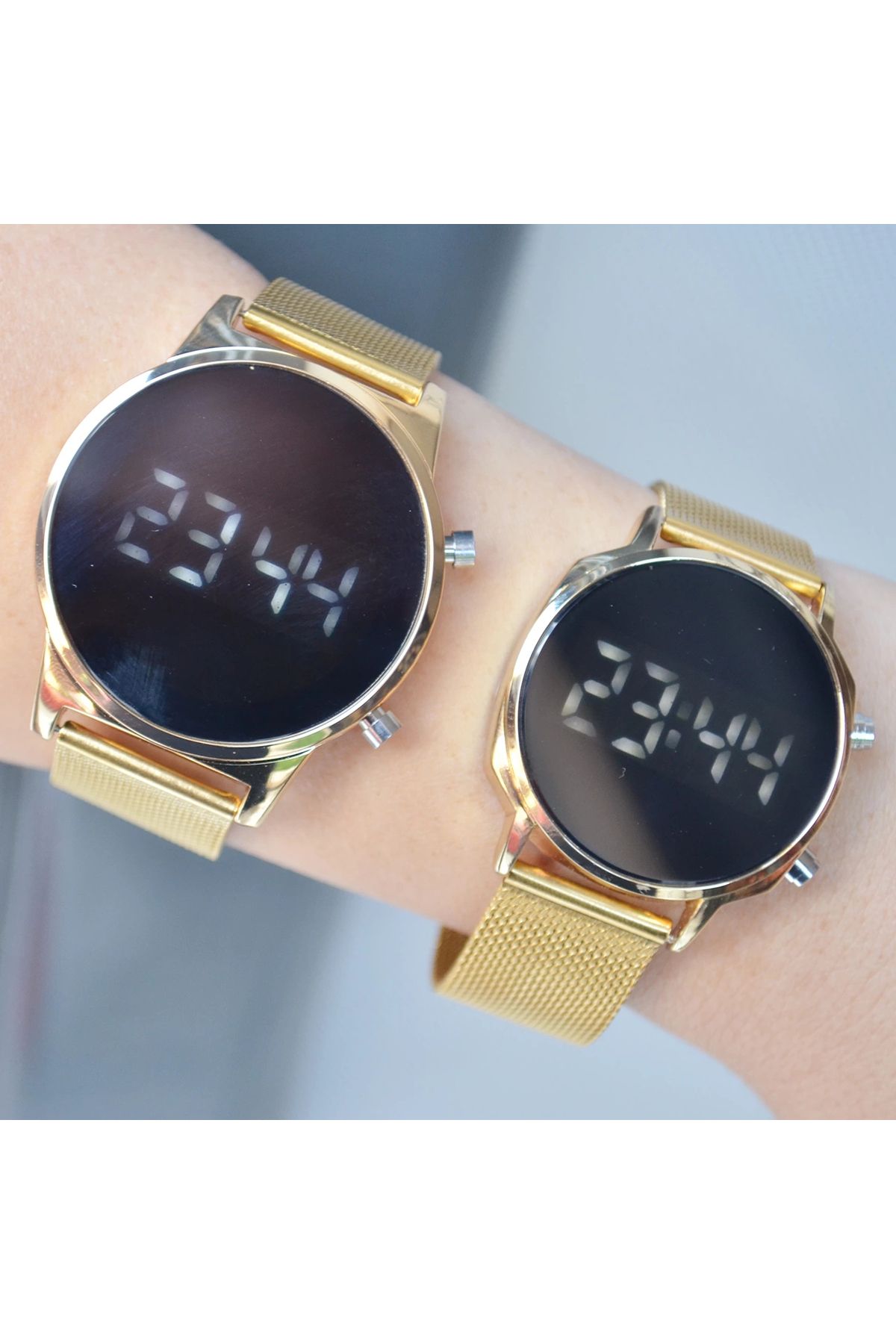 Polo Gold Hasır Kordon Dijital Çift Saat Kombini 3565
