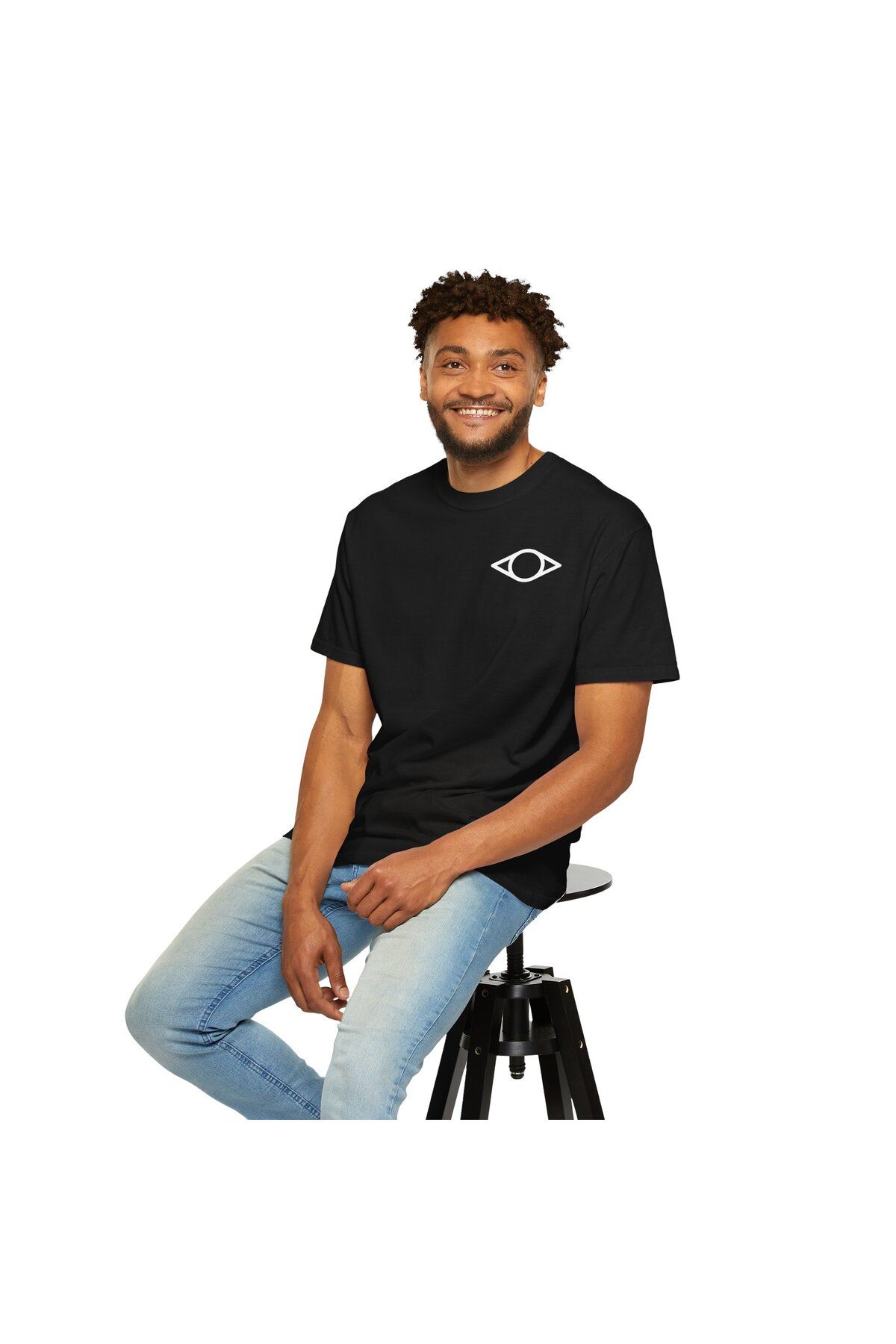 Meryemce Iris Logo Baskılı Siyah Oversize Pamuklu Tshirt