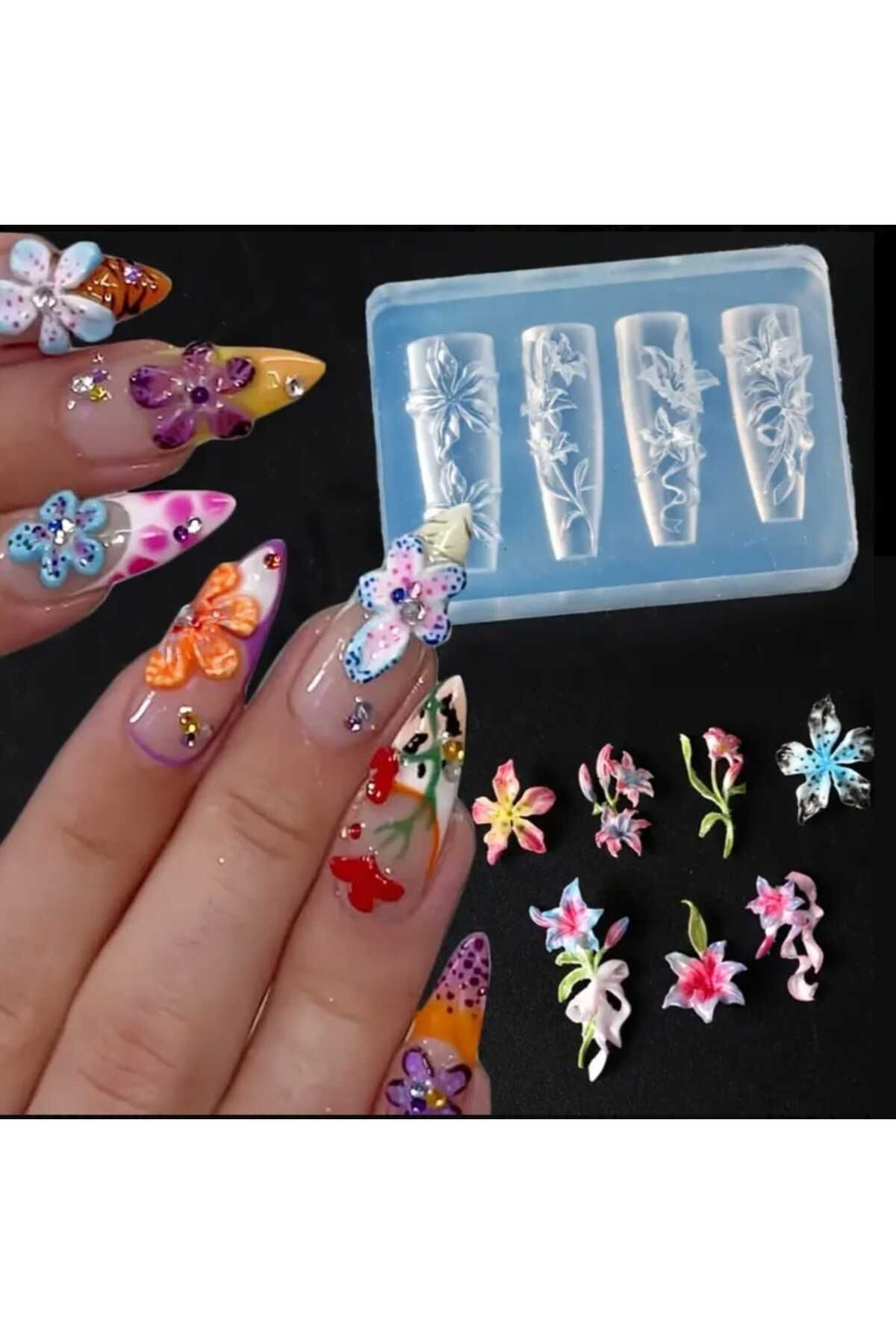 SEVRU Yeni Nail Art Desen Kalıbı, Charm Tırnak Süsleme 3D Silikon Kalıp Tırnak Süsü Silikon Oyma Kalıbı