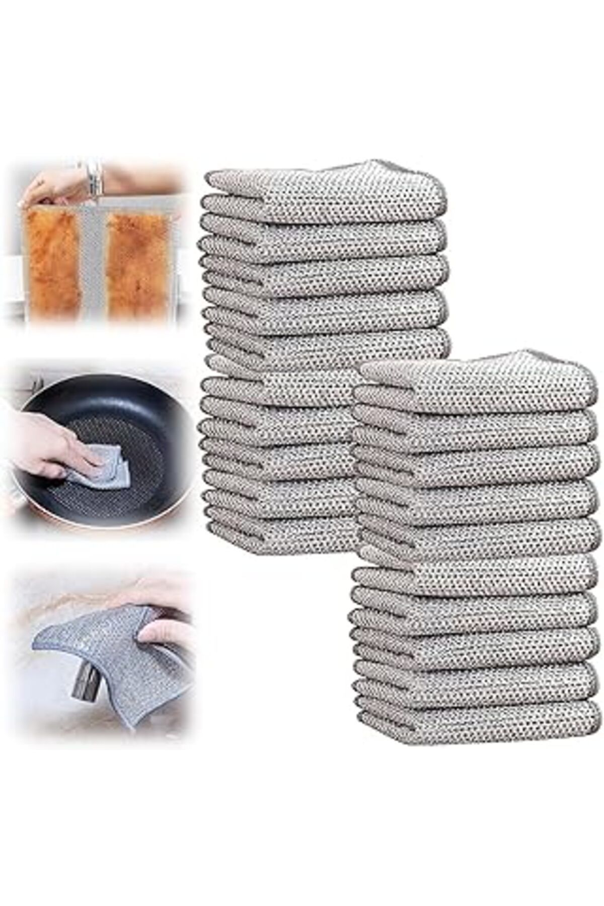 Mu Art Ahşap Orret Home 4 Adet Yeniden Kullanılabilir Telli Bulaşık Bezi,Çizdirmez Bulaşık Bezi,Bulaşık Teli,Çok