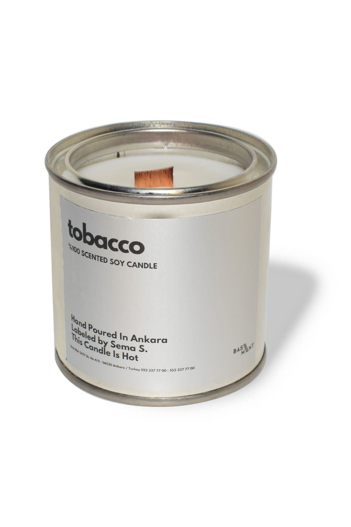 Basement Atellier Metal Kapta Esanslarla Zenginleşen Dekoratif Soya Mum : 280 gr : Smoked Timber
